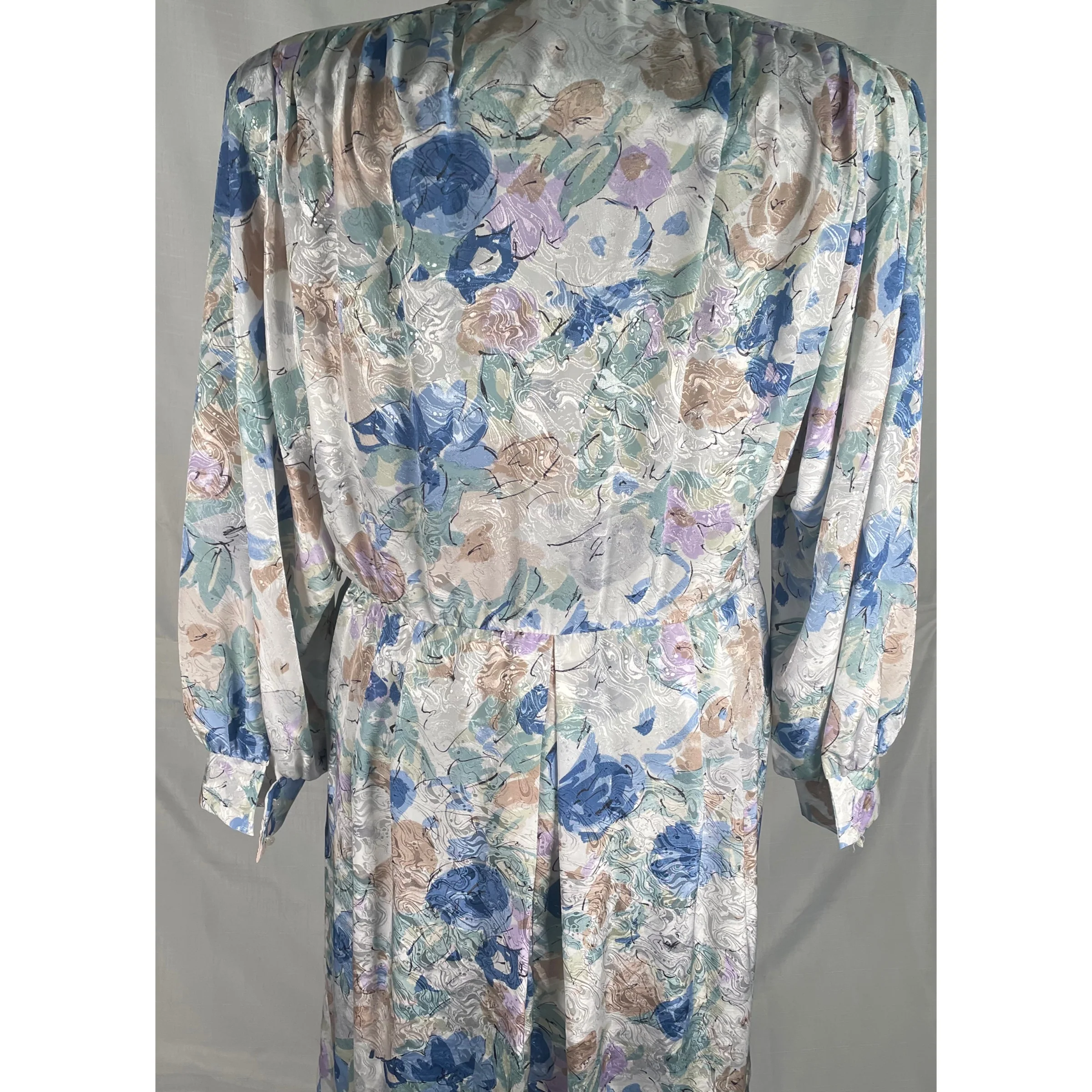 80s Abstract Multicolor Floral Long Sleeve Midi Dress By Willi's of California - Image 11