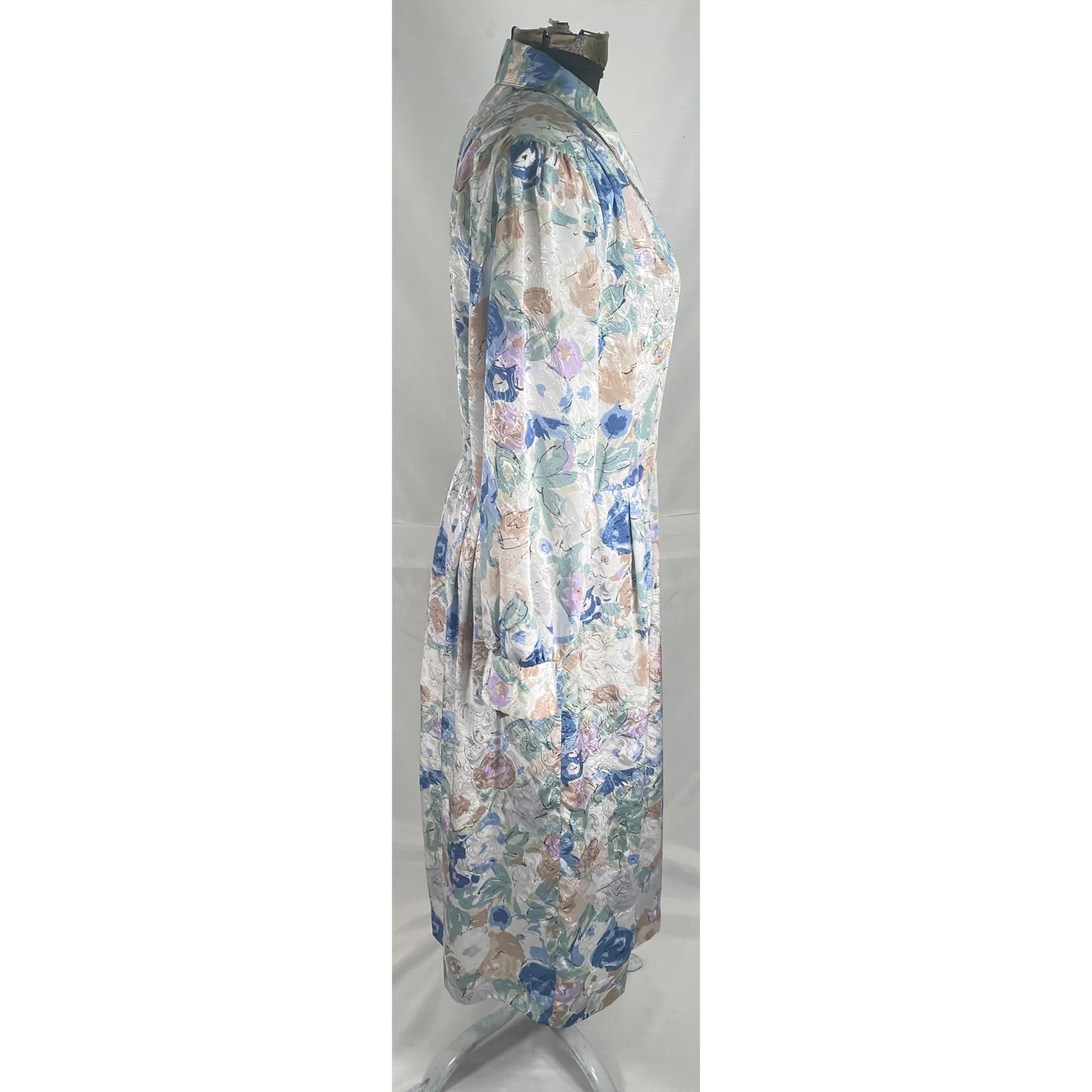 80s Abstract Multicolor Floral Long Sleeve Midi Dress By Willi's of California - Image 13
