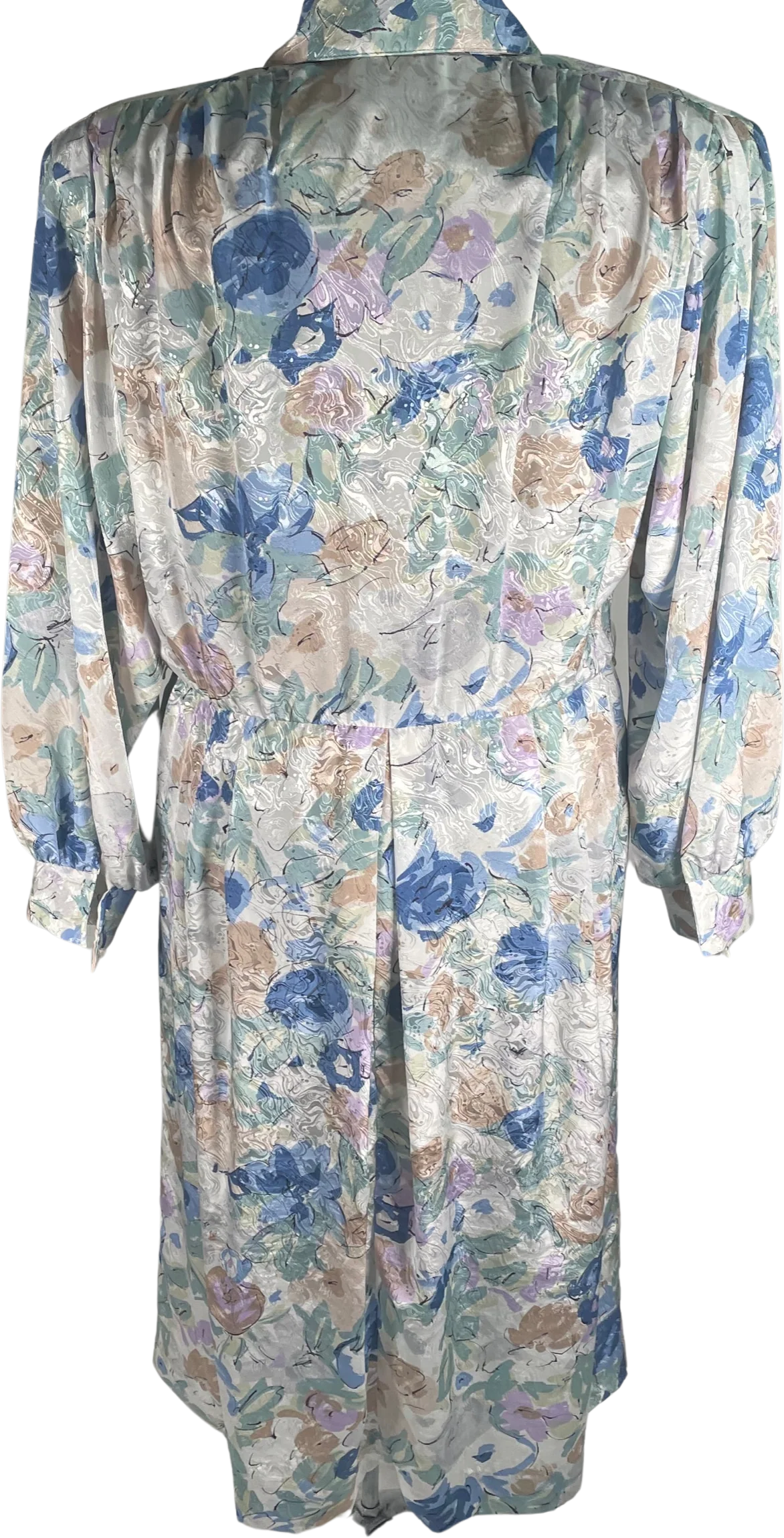 80s Abstract Multicolor Floral Long Sleeve Midi Dress By Willi's of California - Image 2