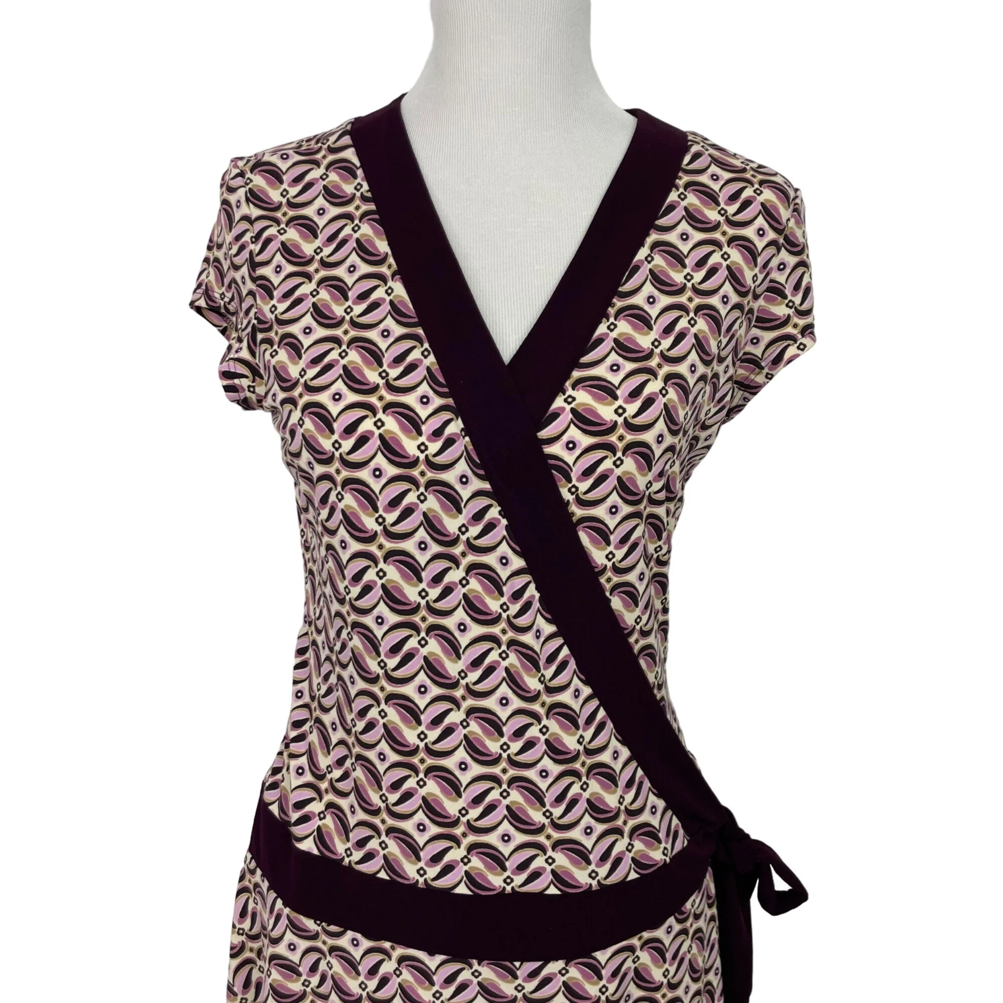 80s Abstract Print Faux Wrap Drop Wasit Dress By La Belle Fashions - Image 6