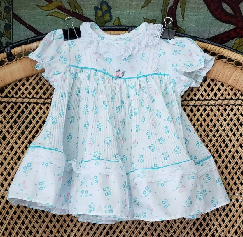 80s Accordion Pleated Bady Party Dress Small Infant 14-19 Lbs by Sears - Image 3