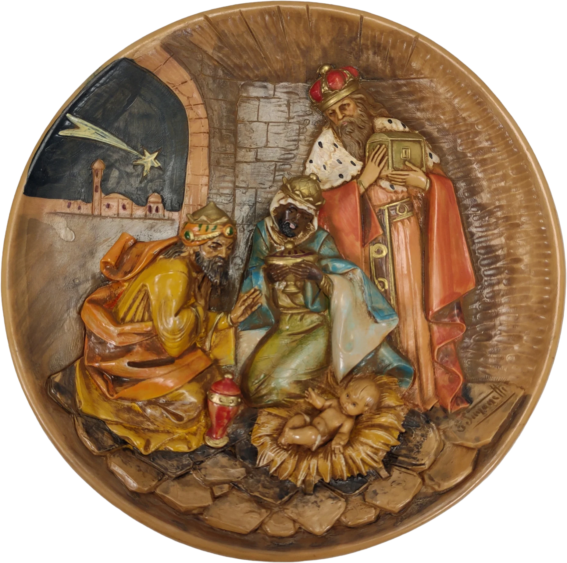 80s Adoration Of The Magi Collectors Plate Nativity By Fontanini
