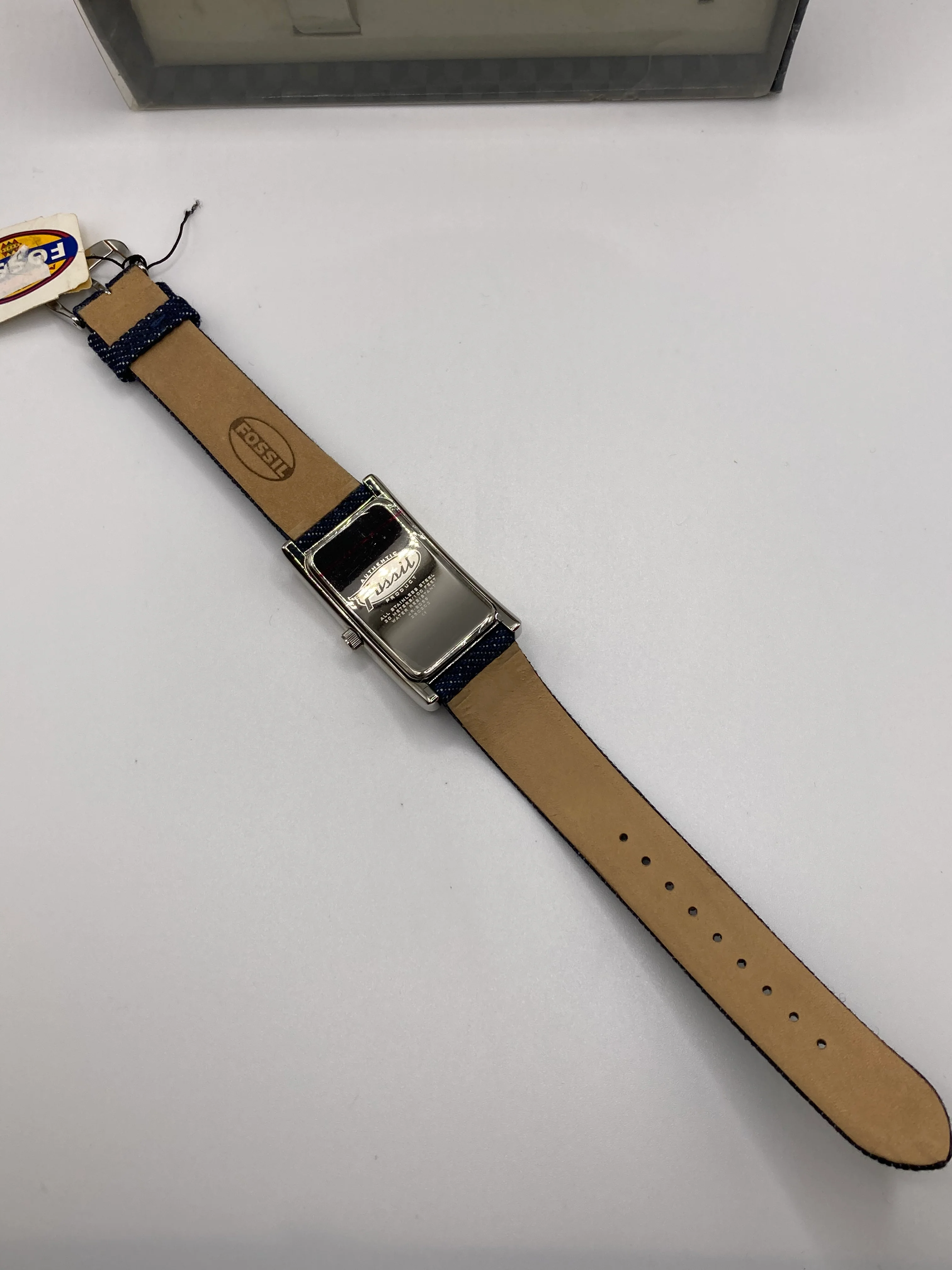 80s American Patriotic Flag Denim Band Jr8059 Watch By Fossil - Image 6