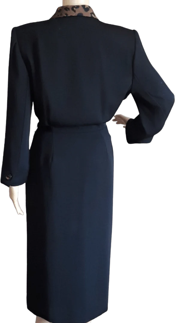 80's Animal Print Detail Midi Dress by Kasper - Image 2