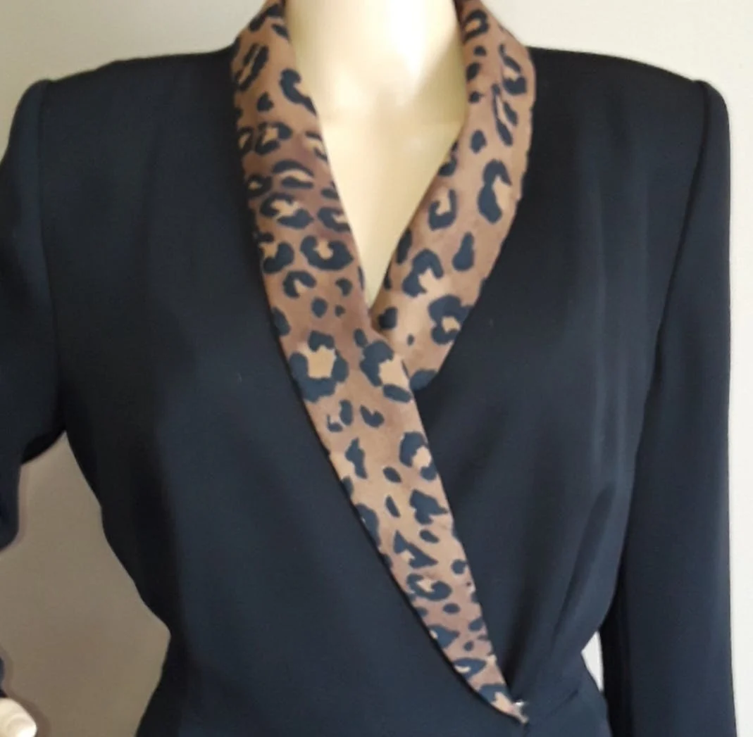 80's Animal Print Detail Midi Dress by Kasper - Image 3