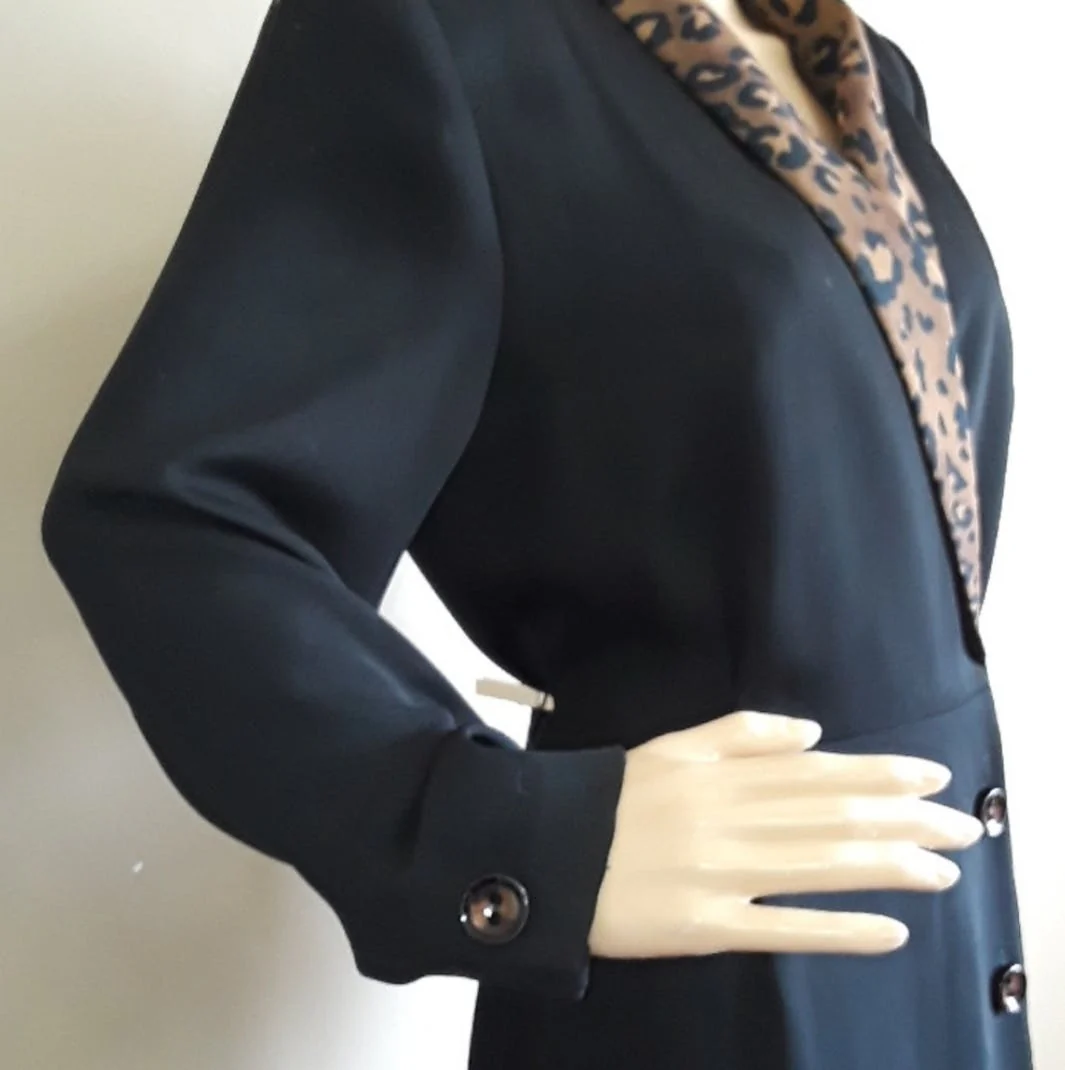 80's Animal Print Detail Midi Dress by Kasper - Image 4