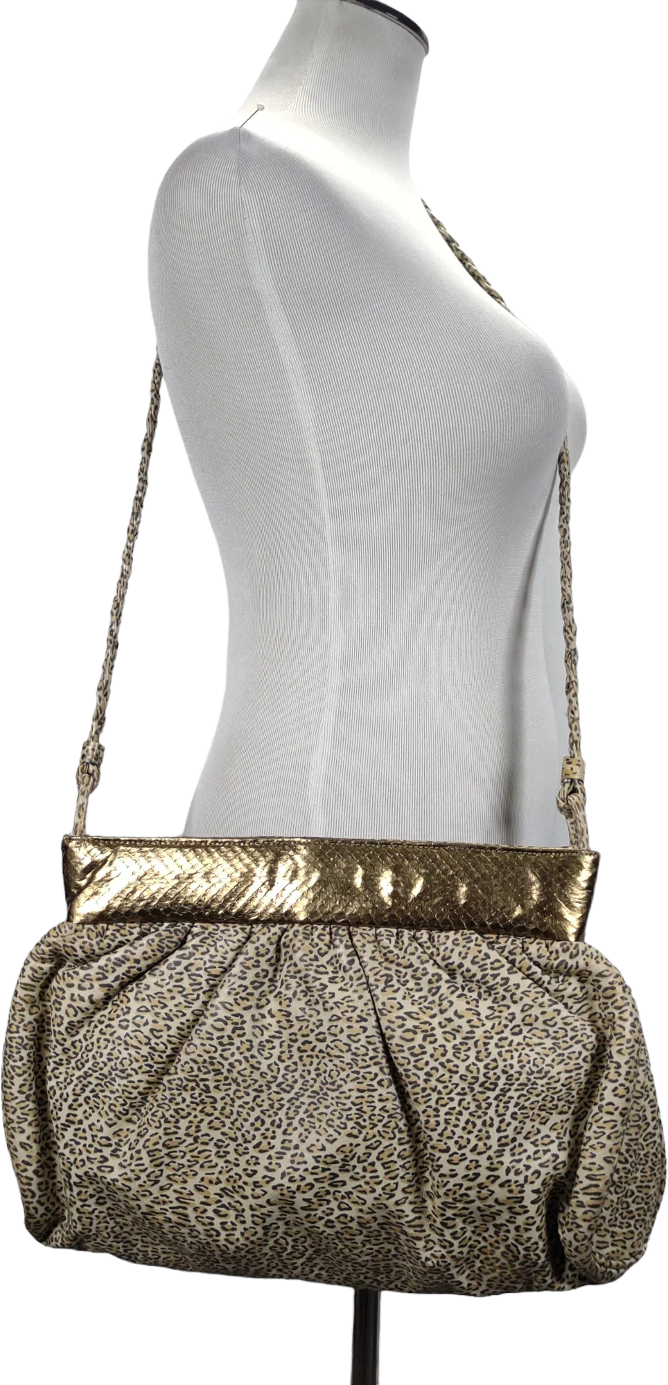 80s Animal Print Leather Snakeskin Crossbody Purse By Kcee