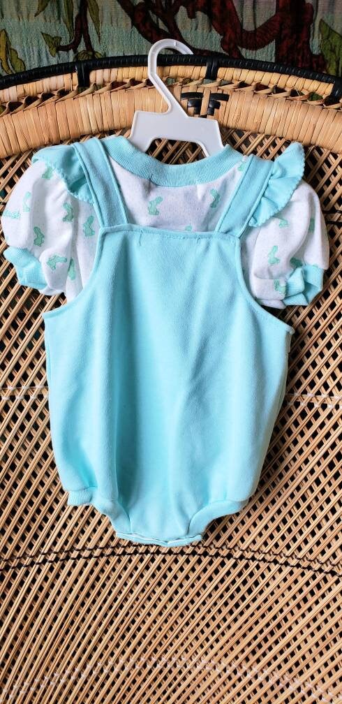 80s Baby Bunny Bodysuit Baby Romper and Tee Baby Bunny Clothes, Rabbit Romper, Baby Gift, Mint Green Baby Outfit, 6-9m by Oshkosh B'gosh - Image 7