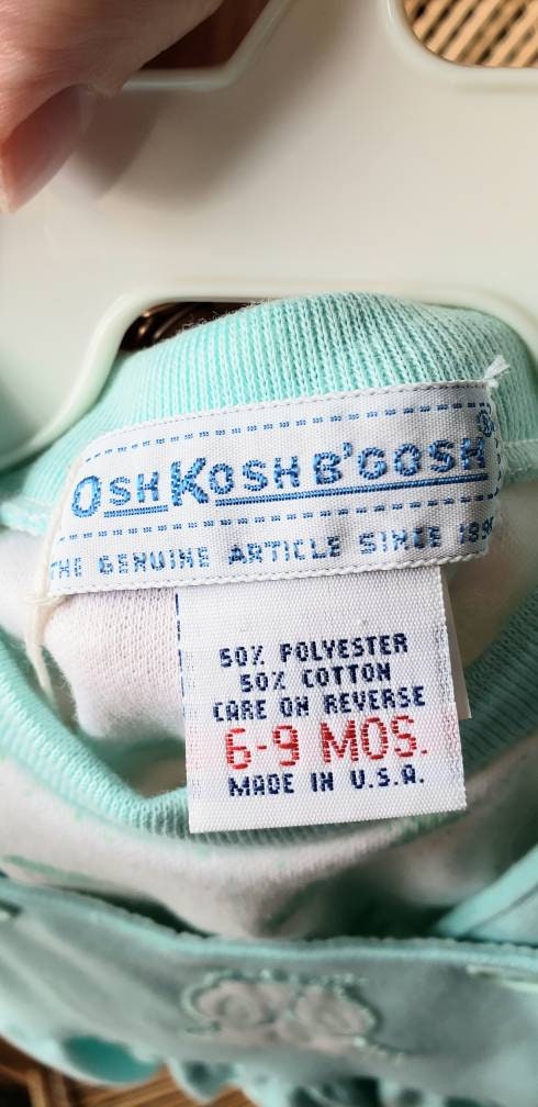80s Baby Bunny Bodysuit Baby Romper and Tee Baby Bunny Clothes, Rabbit Romper, Baby Gift, Mint Green Baby Outfit, 6-9m by Oshkosh B'gosh - Image 9