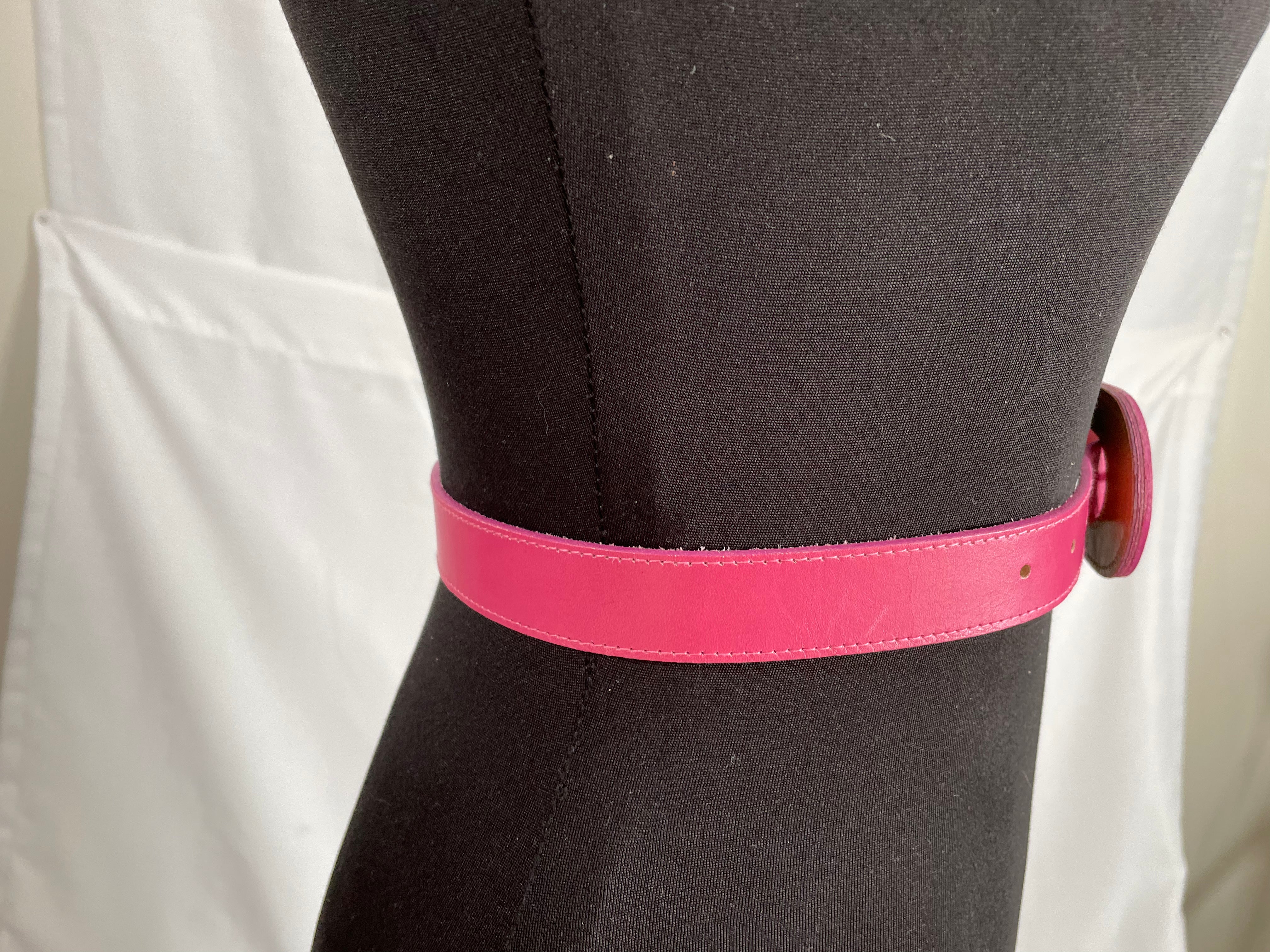 80s Barbie Pink Leather Belt By Echo - Image 5