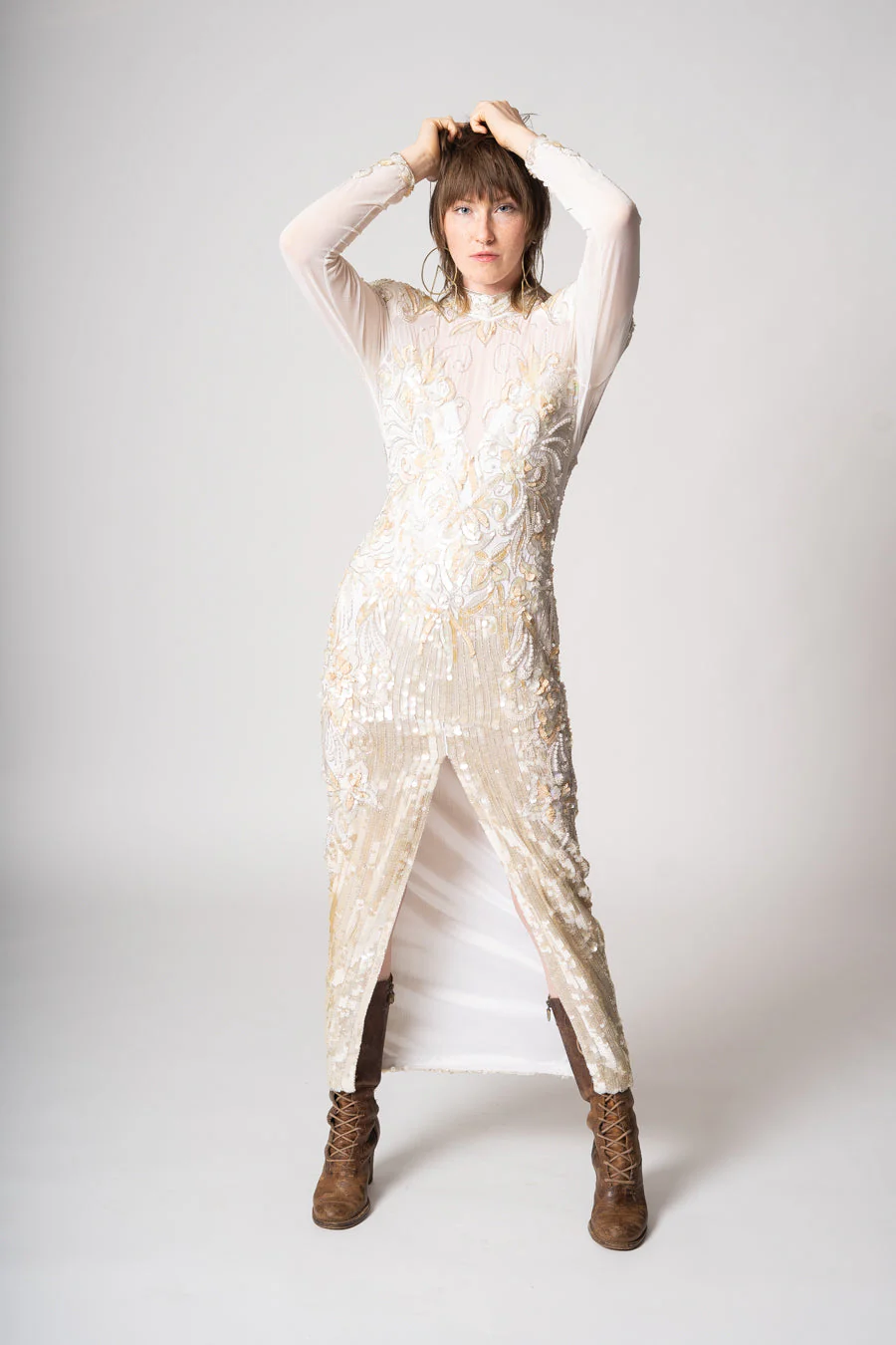 80s Beaded Bridal Gown - Image 3