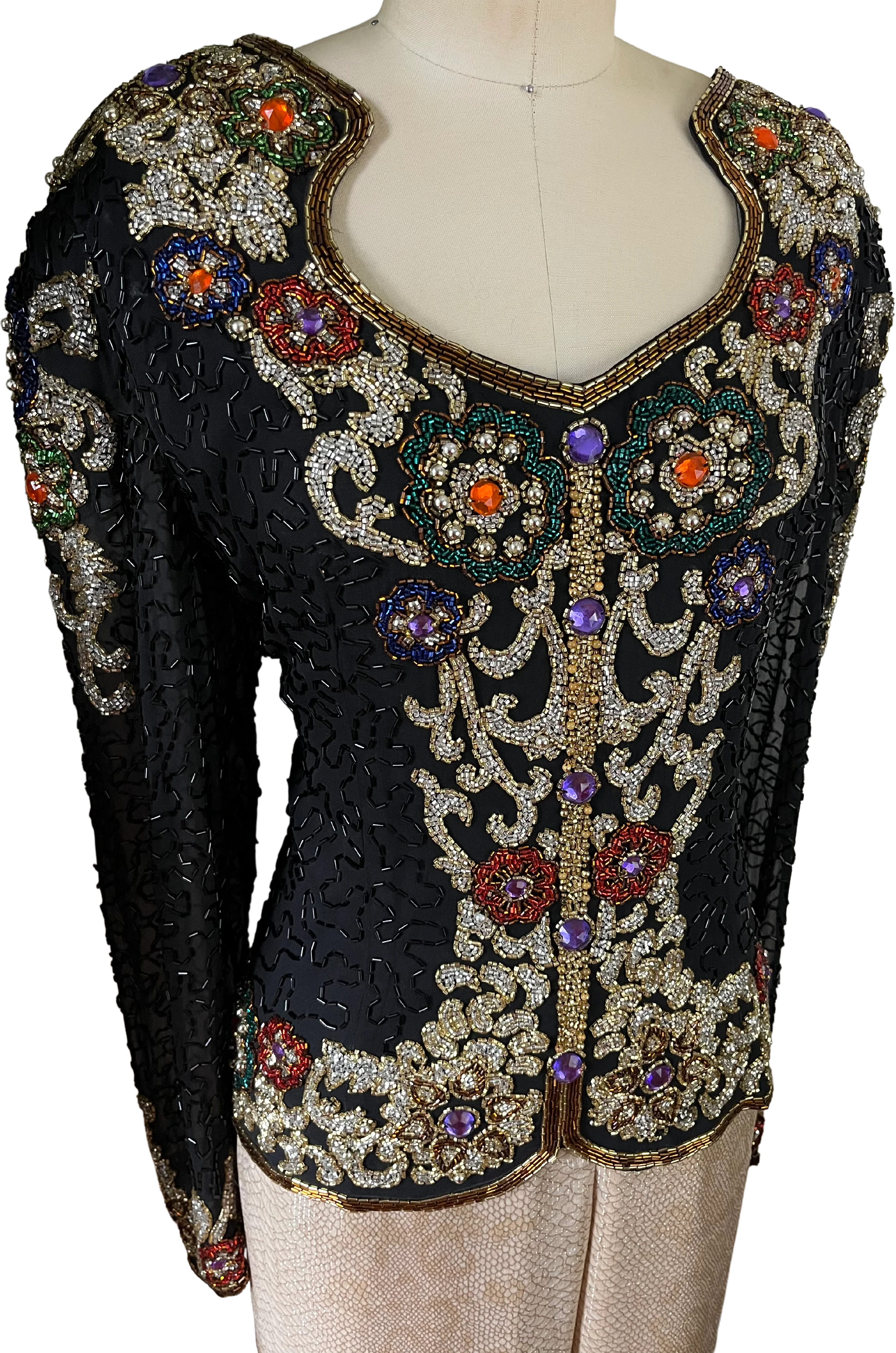 80s Beaded Embellished Sequins Top