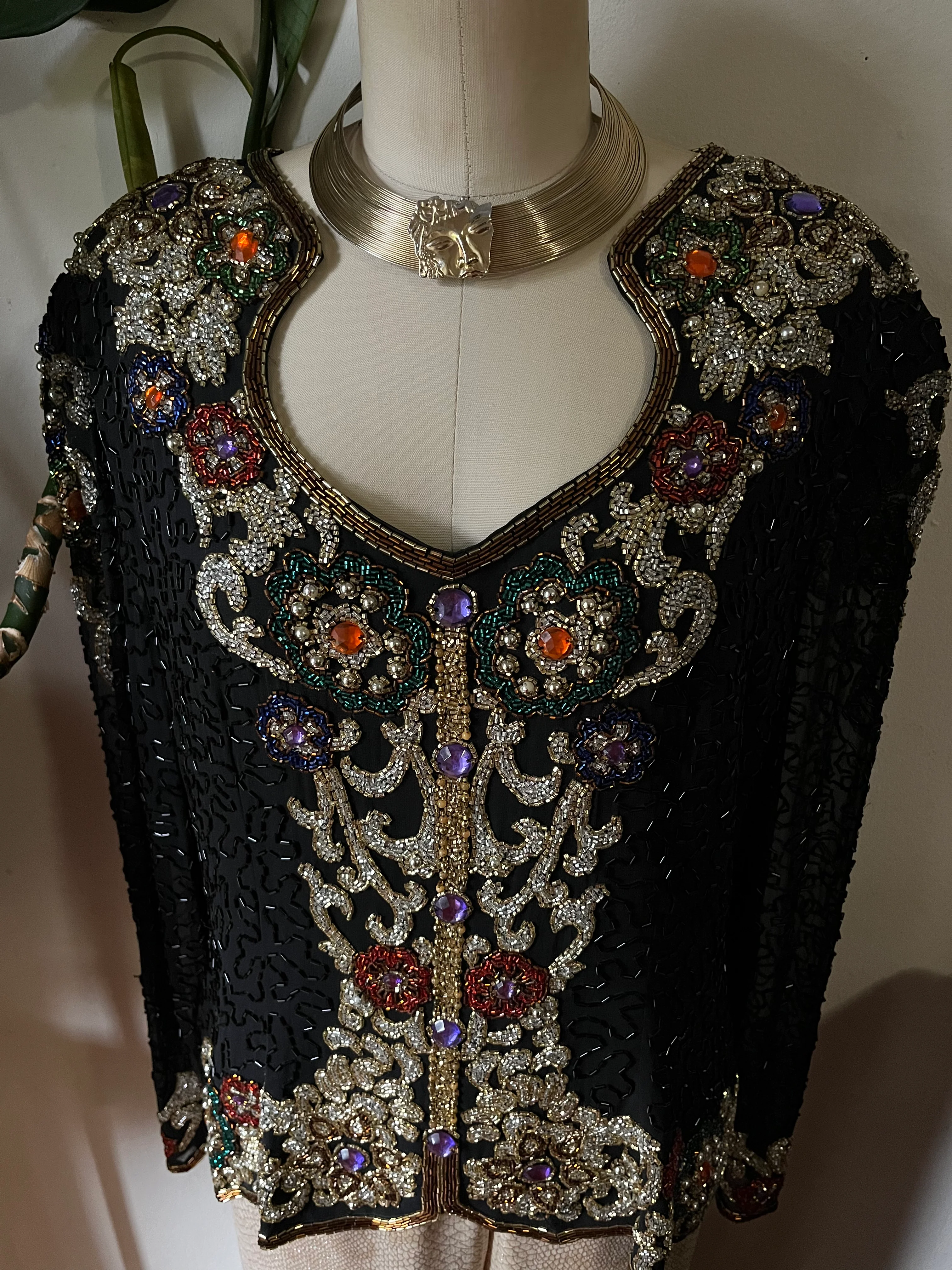 80s Beaded Embellished Sequins Top - Image 5