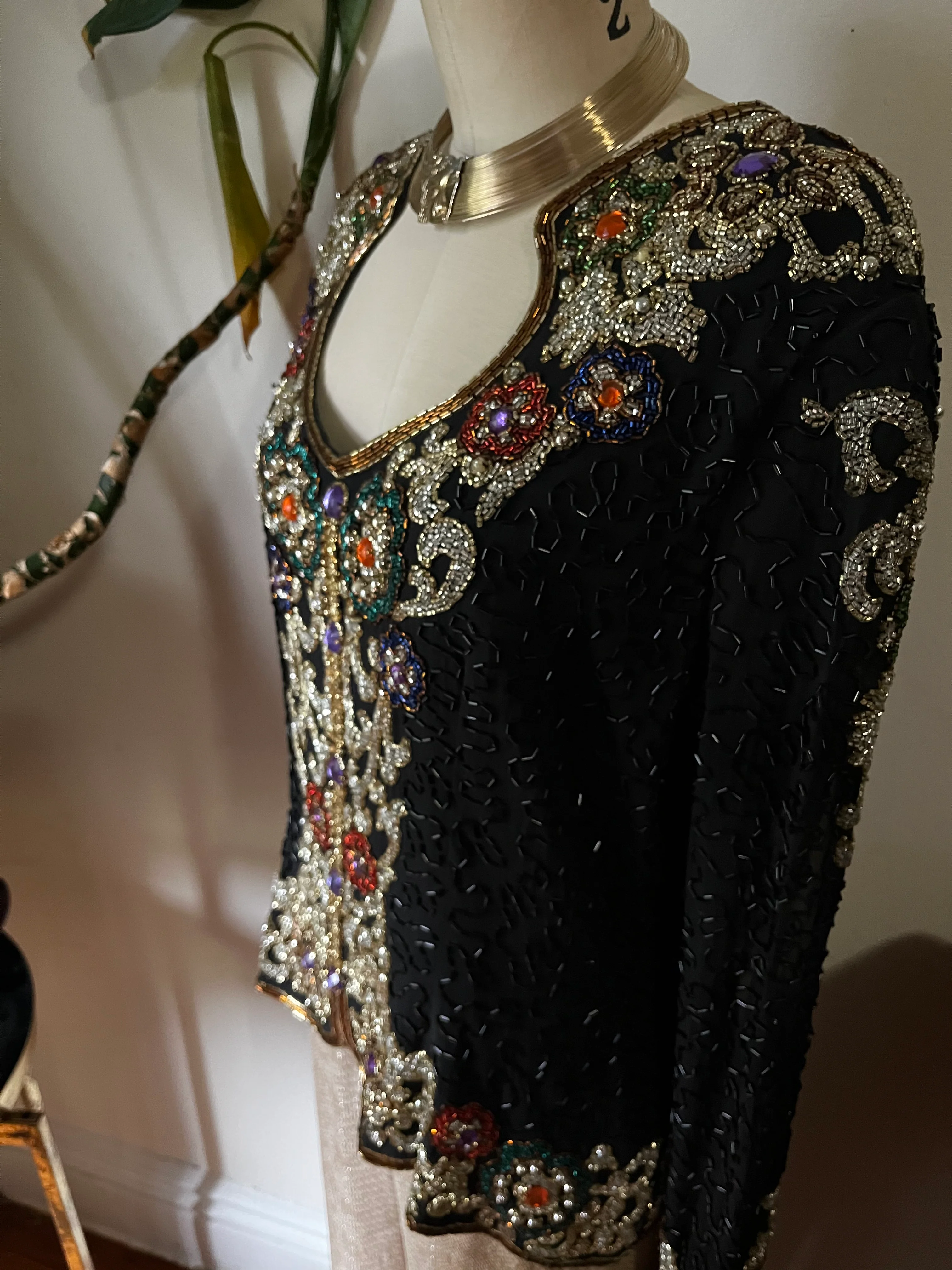 80s Beaded Embellished Sequins Top - Image 6