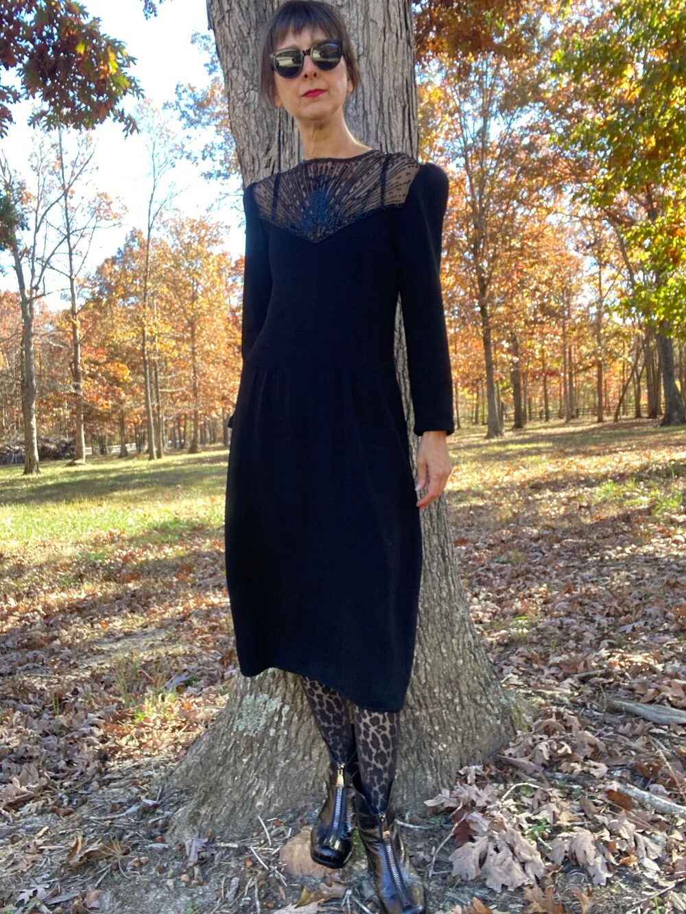 80s Beaded Illusion Neckline Dress By St John Knits - Image 3