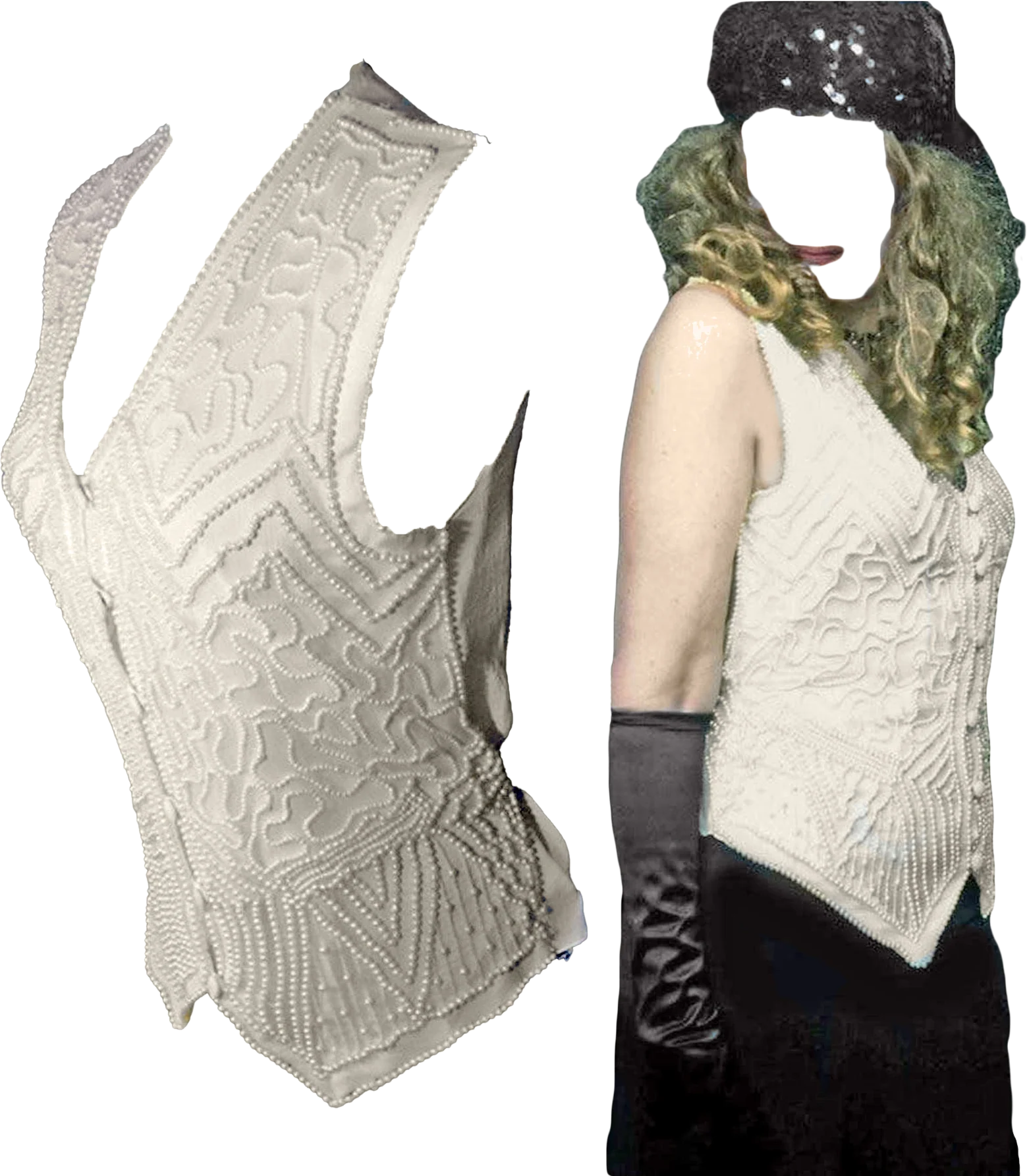 80s Pearl Beaded Vest Or Sleeveless Formal Top By Other Destination