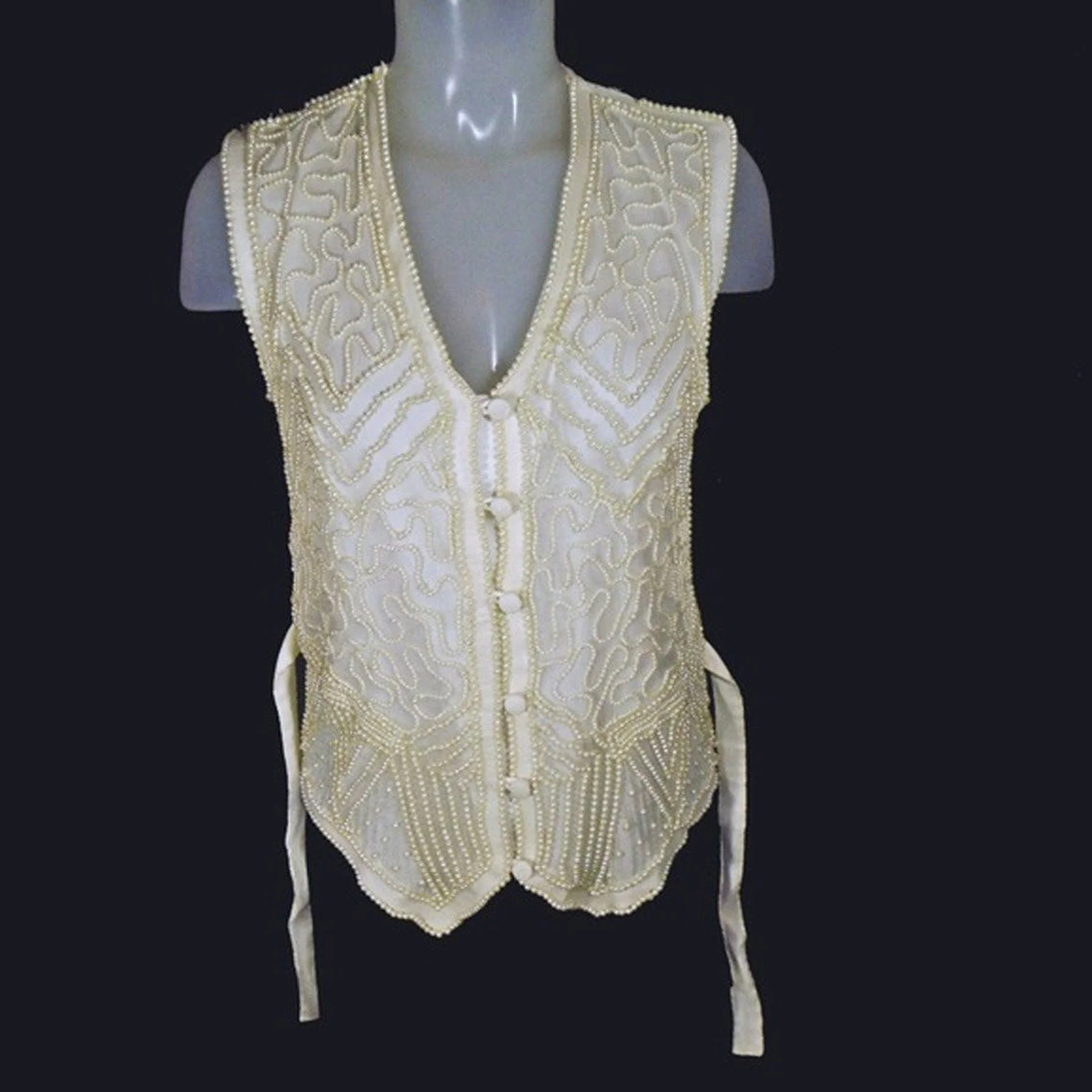 80s Pearl Beaded Vest Or Sleeveless Formal Top By Other Destination - Image 6