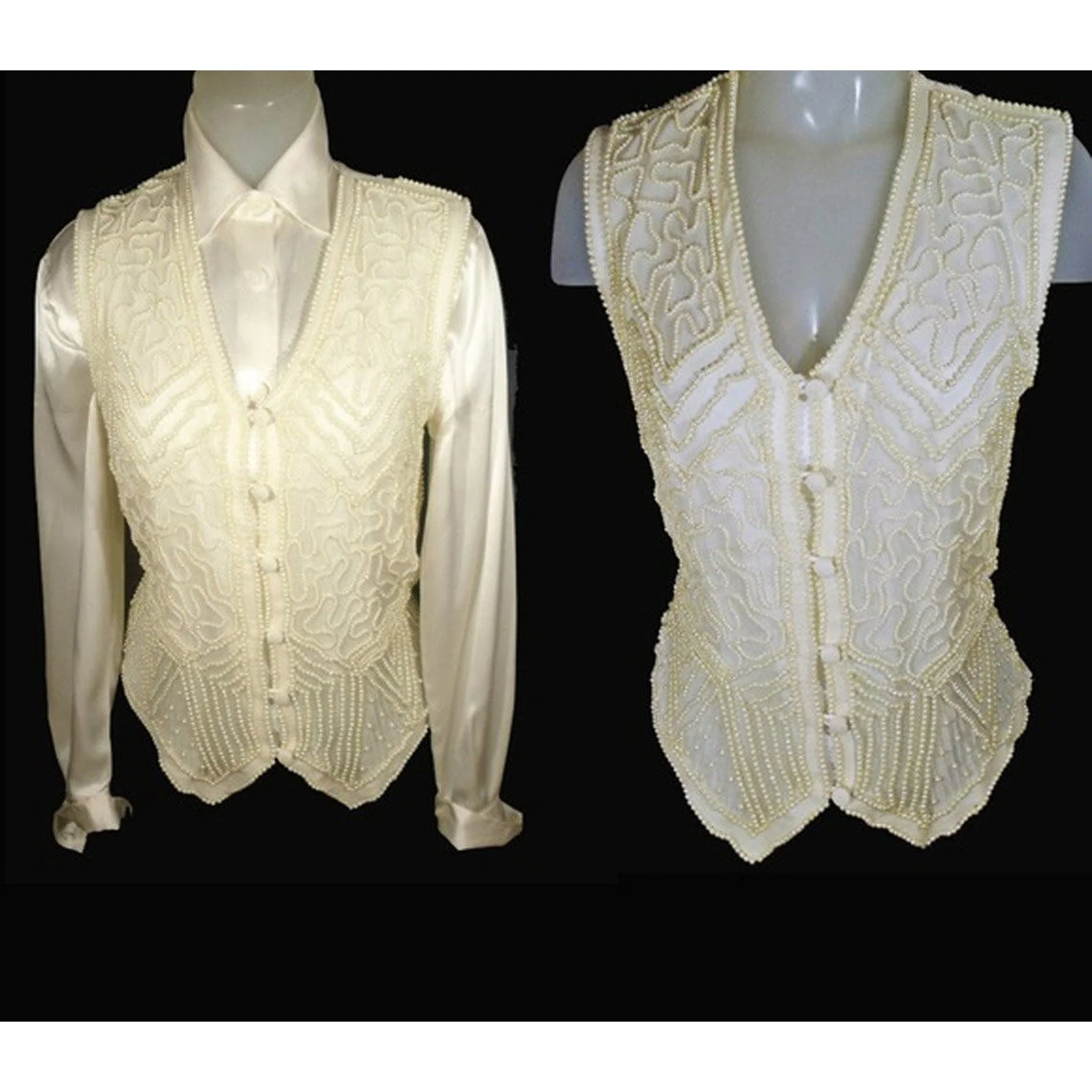 80s Pearl Beaded Vest Or Sleeveless Formal Top By Other Destination - Image 7