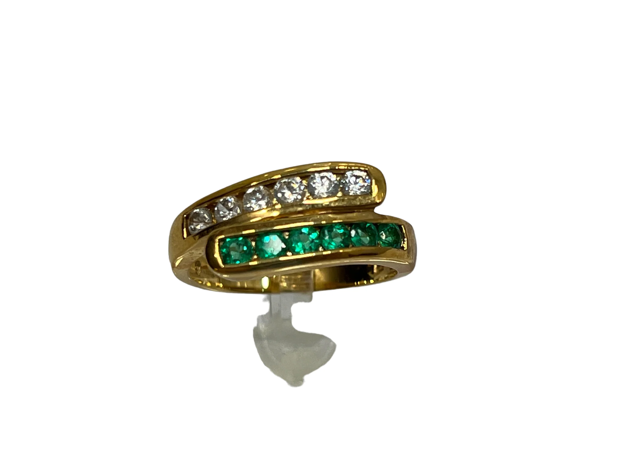 80s Bezel Lab Emeralds Czs Bypass Gold Vermeil Ring 9 By Ross Simons - Image 10