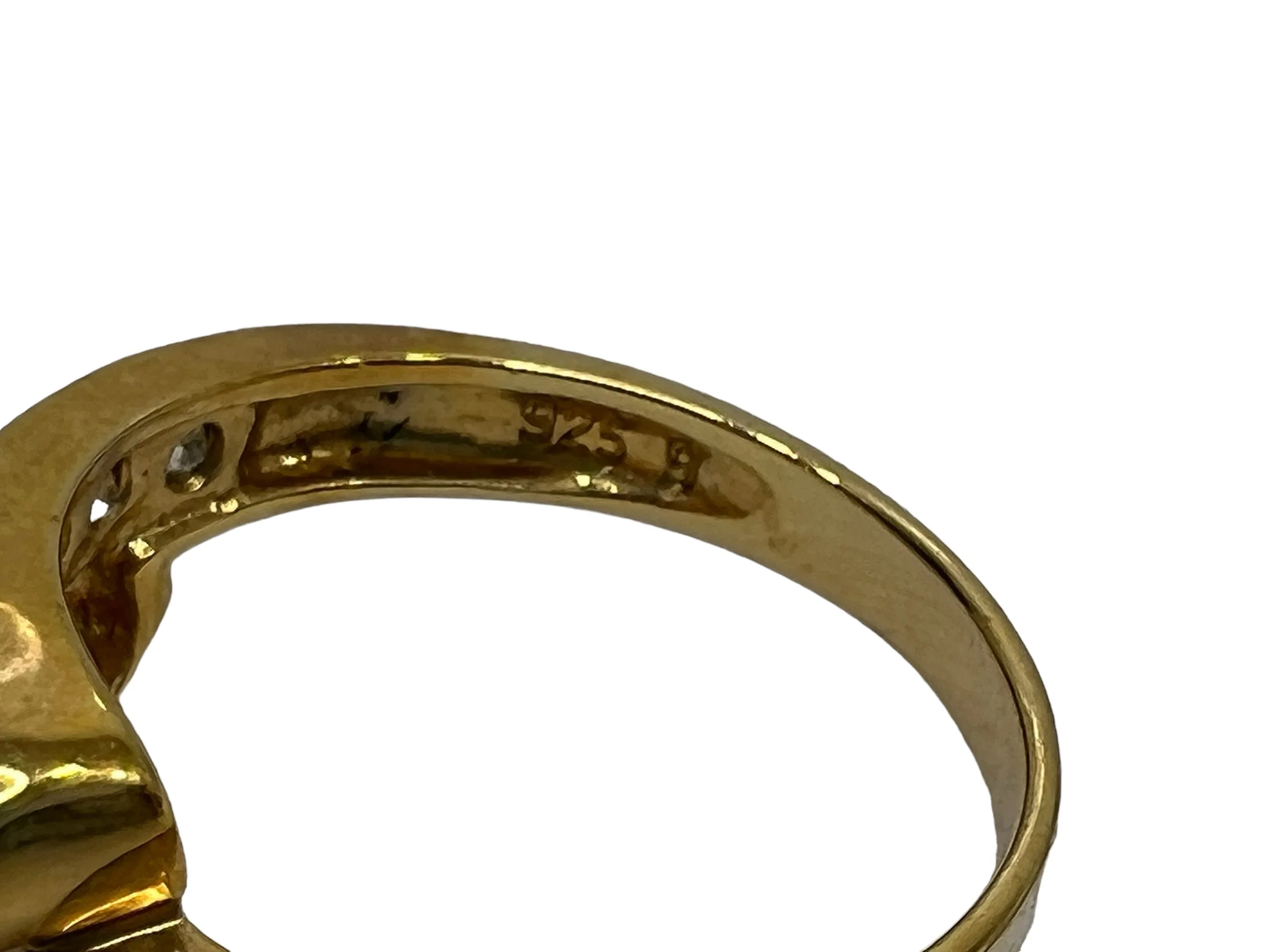 80s Bezel Lab Emeralds Czs Bypass Gold Vermeil Ring 9 By Ross Simons - Image 3