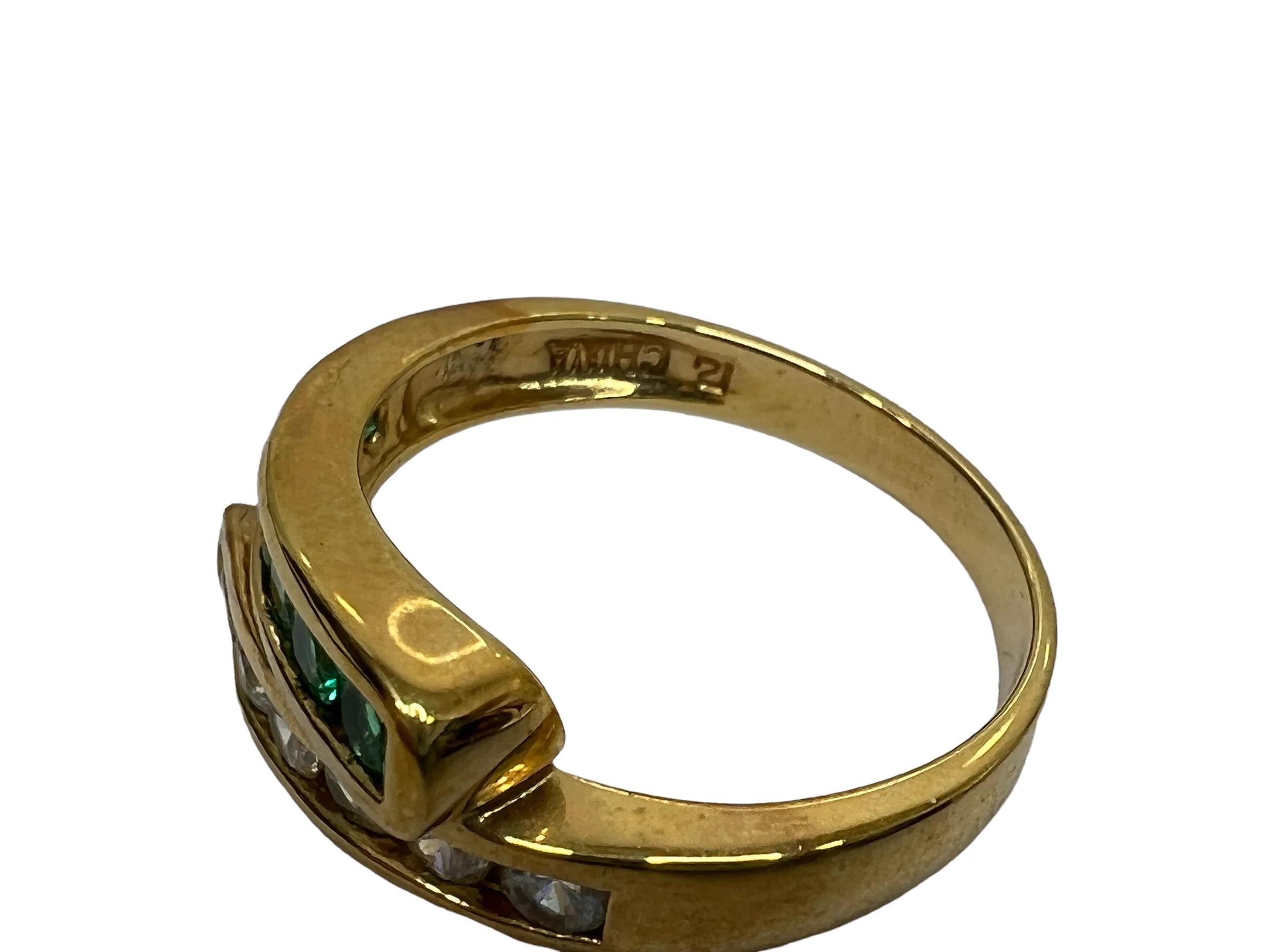 80s Bezel Lab Emeralds Czs Bypass Gold Vermeil Ring 9 By Ross Simons - Image 8