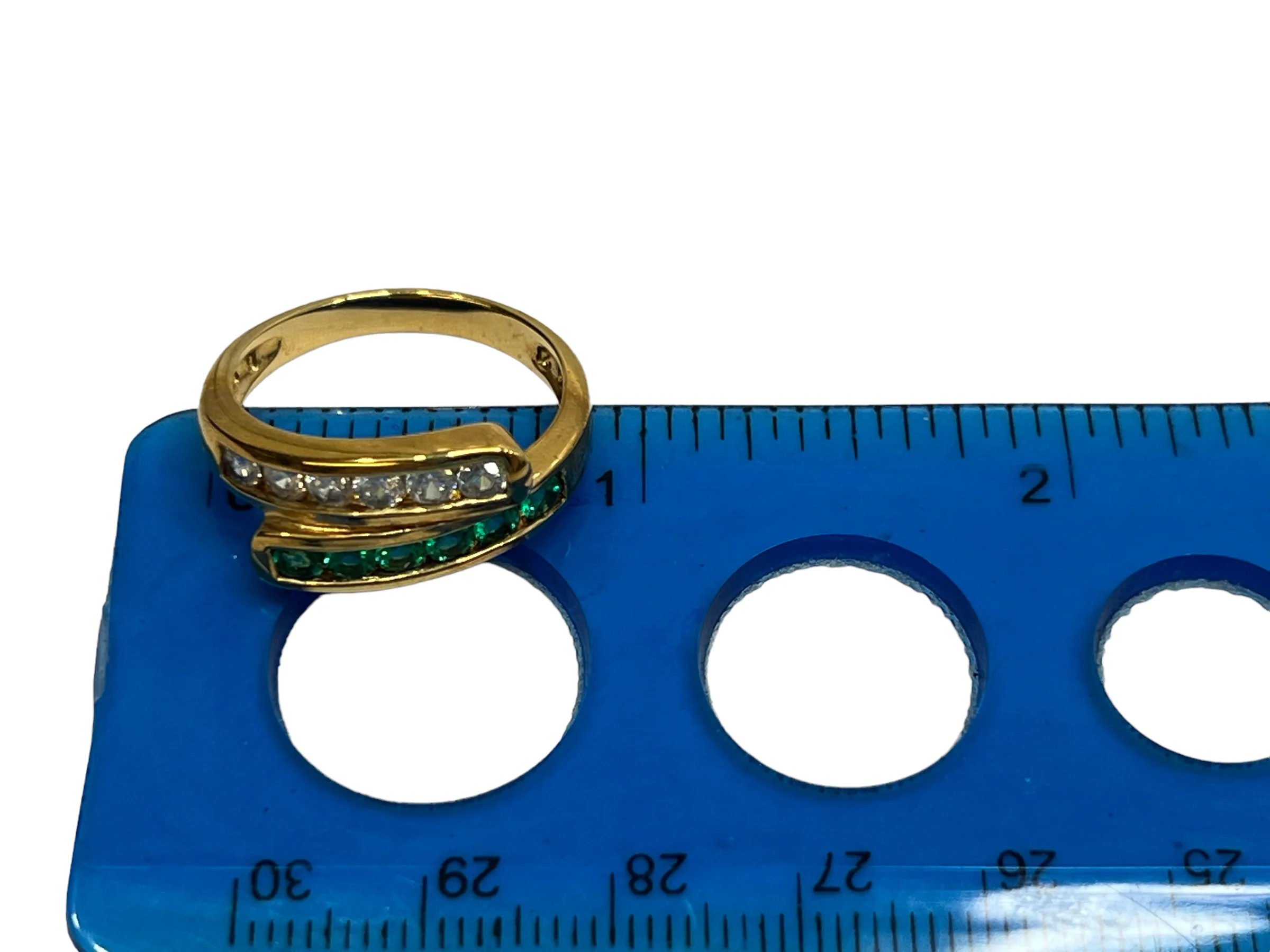 80s Bezel Lab Emeralds Czs Bypass Gold Vermeil Ring 9 By Ross Simons - Image 9