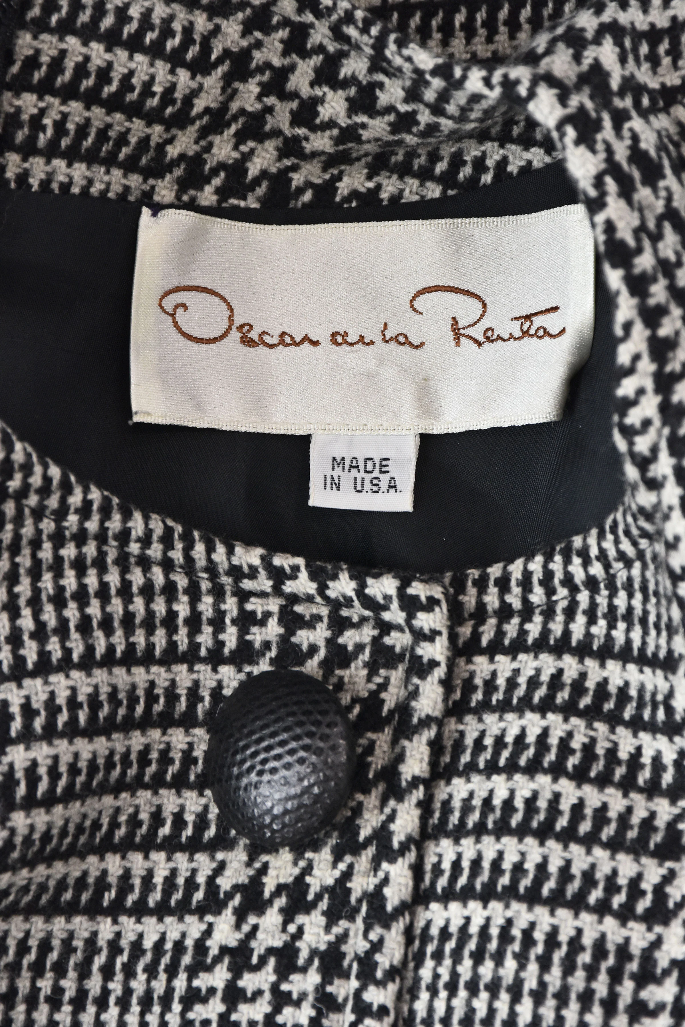 80s Black And Gray Glen Plaid Dropped Waist Wool Dress By Oscar de la Renta - Image 6