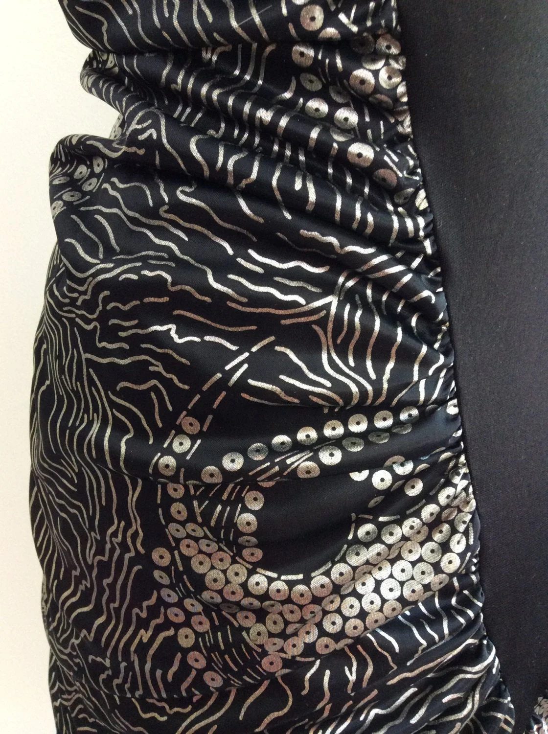 80's Black and Silver Ruched Cocoon Dress by Stash - Image 4