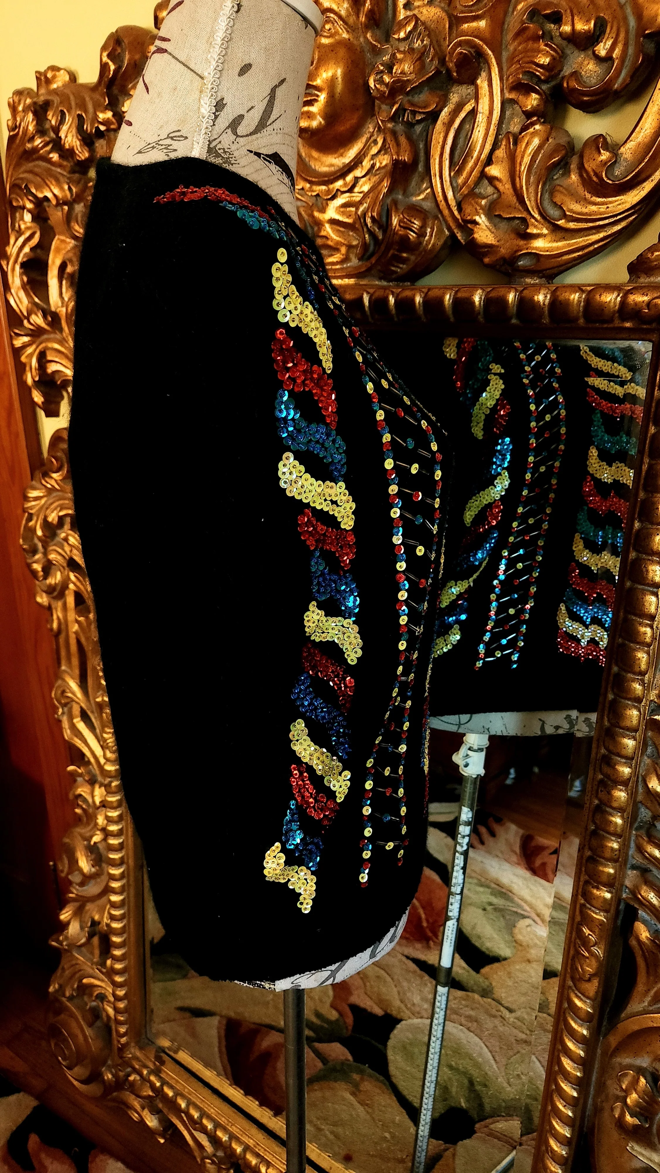 80s Black Angora Sequin Beaded Short Sleeve Sweater By Diana Marco - Image 3