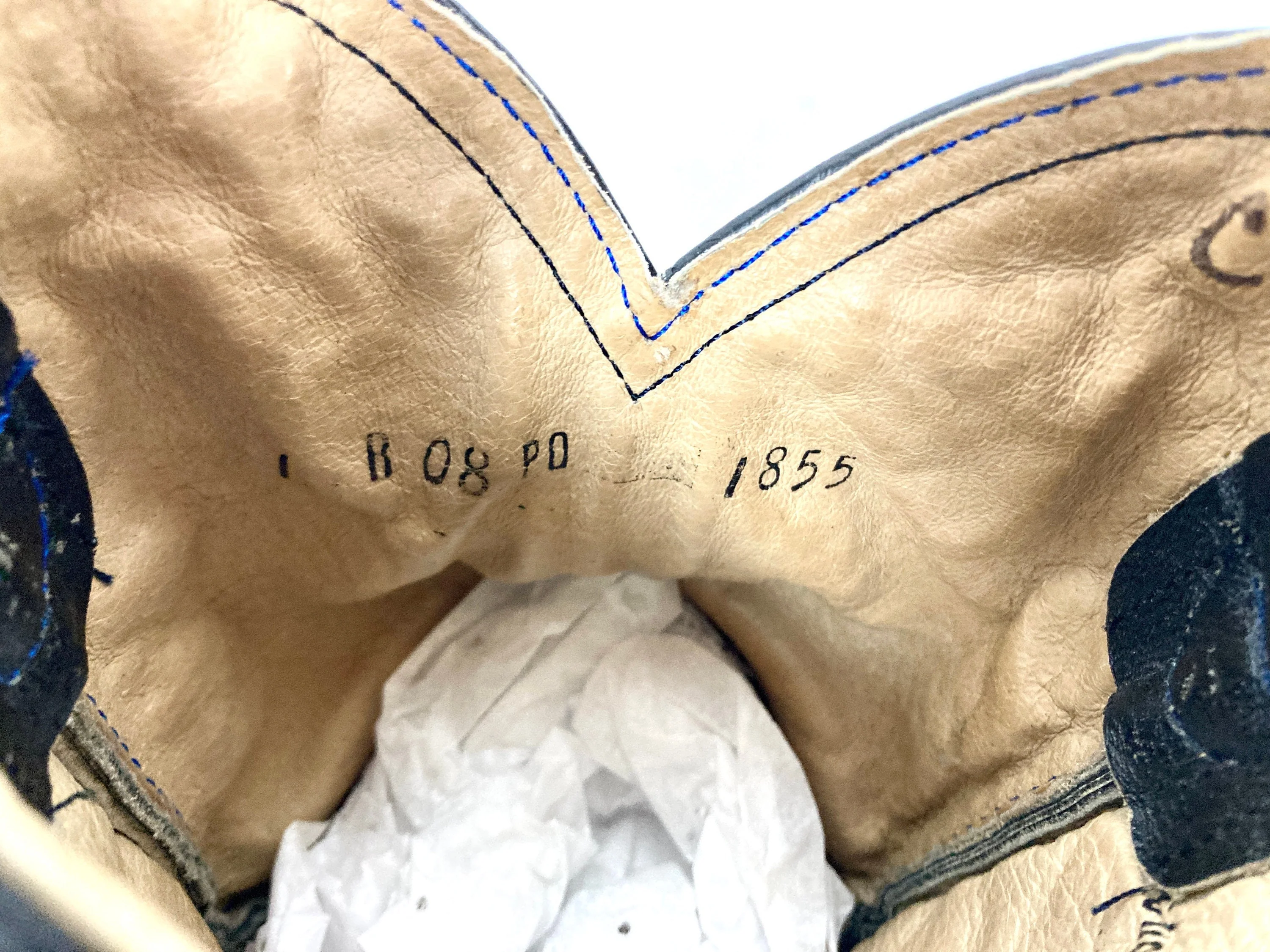 80s Black Blue Embroidered Cowboy Boots Stitch White Gray Boots Vintage by Ferrini - Image 9