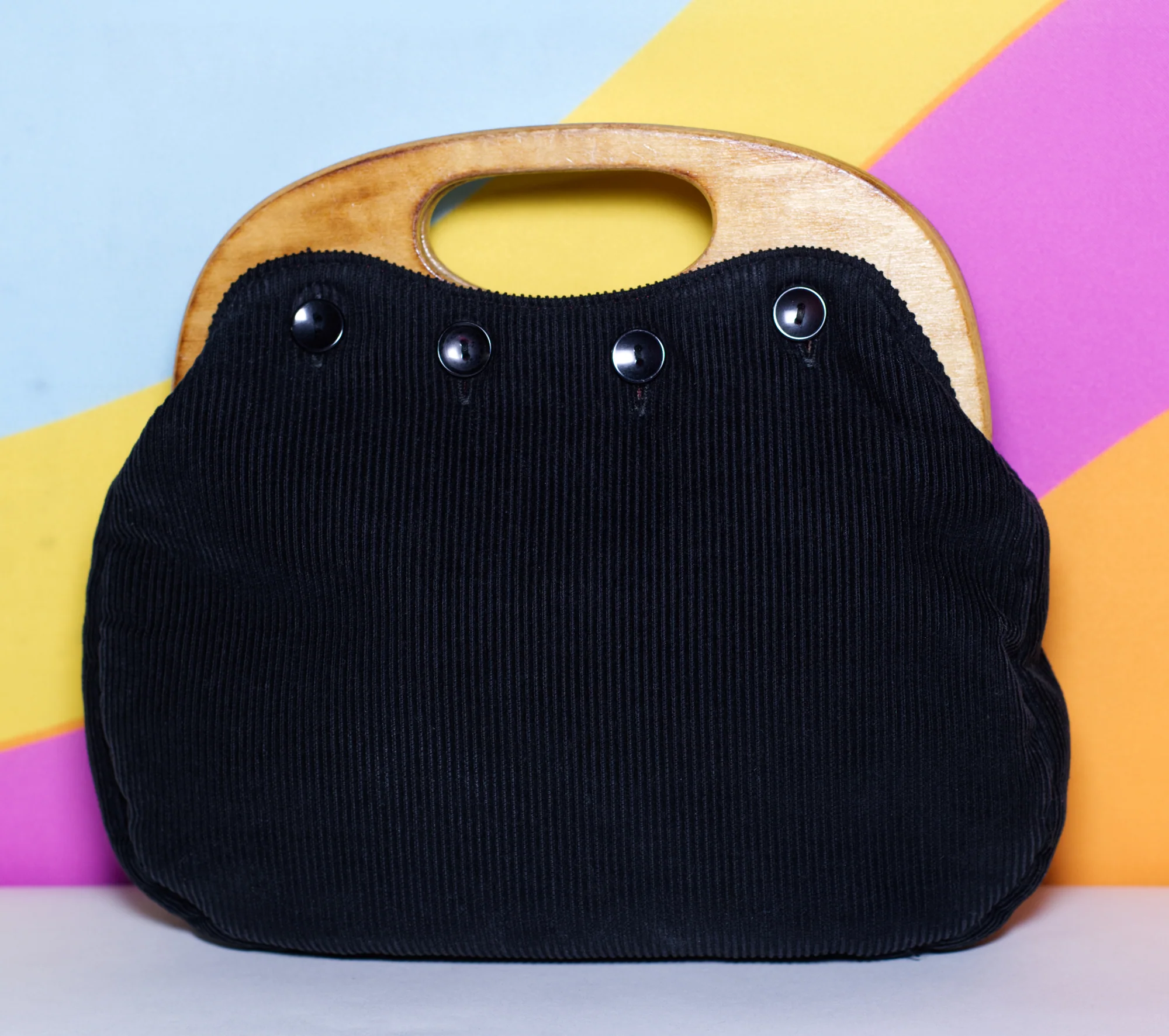 80s Black Corduroy Bermuda Bag - Image 3