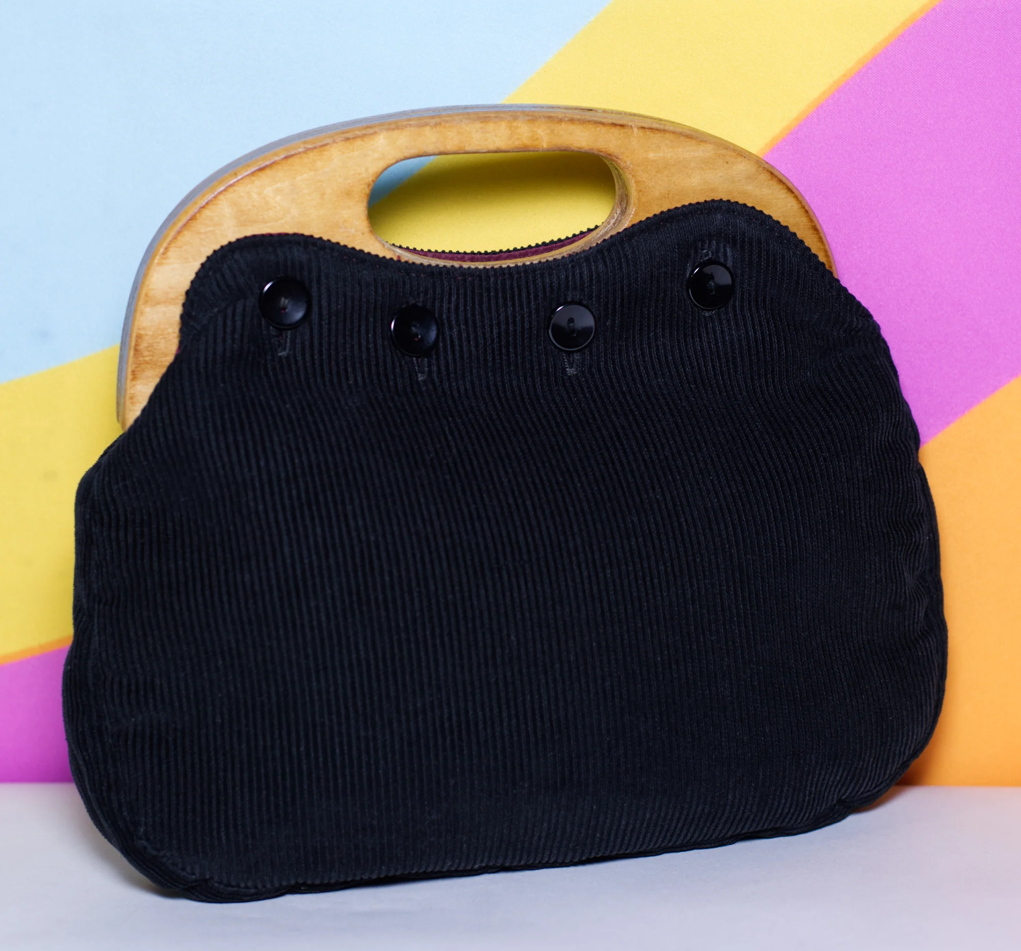 80s Black Corduroy Bermuda Bag - Image 4