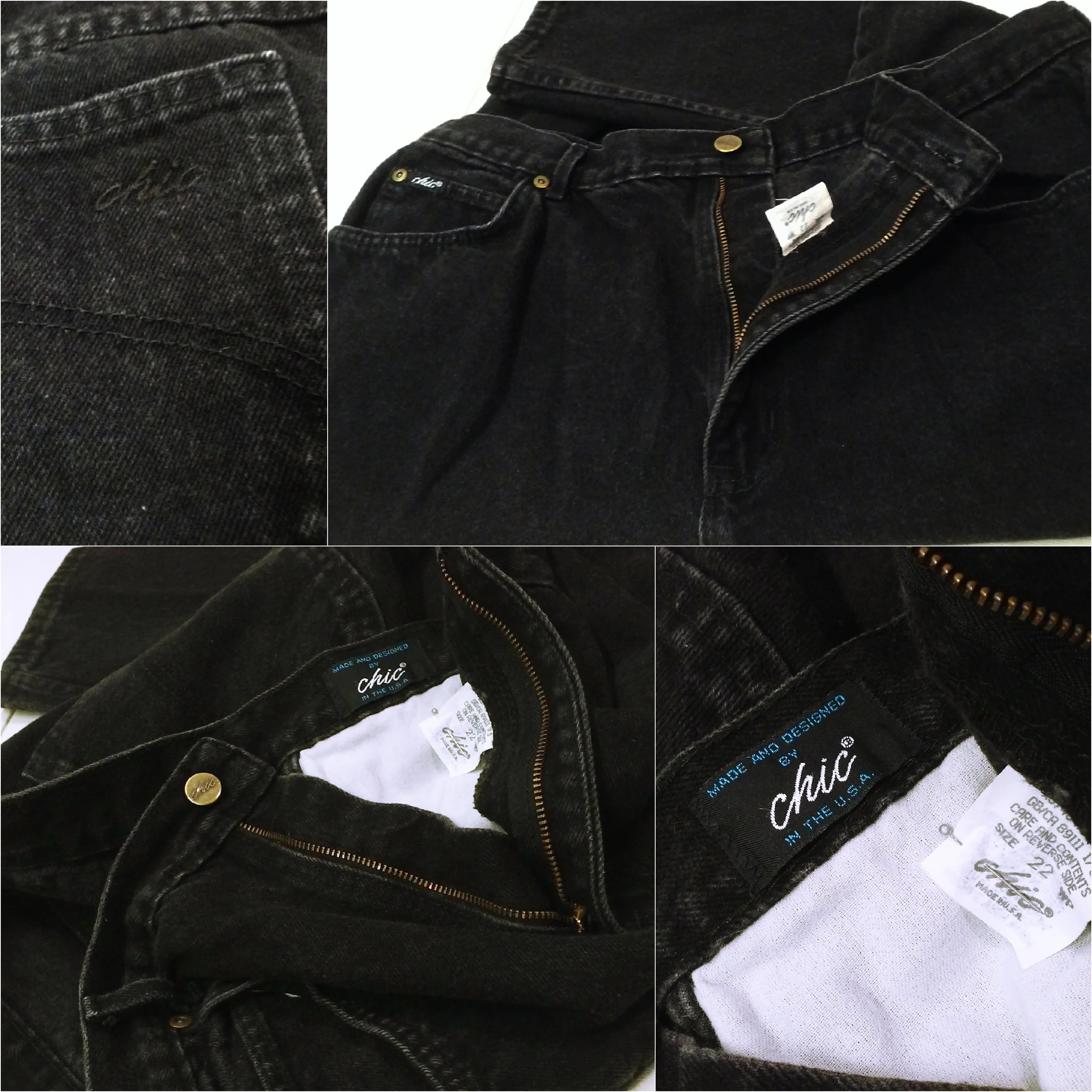 80s Black Denim Mom Jeans Plus-22 High Rise Taper Leg By Chic Jeans Made In Usa - Image 13