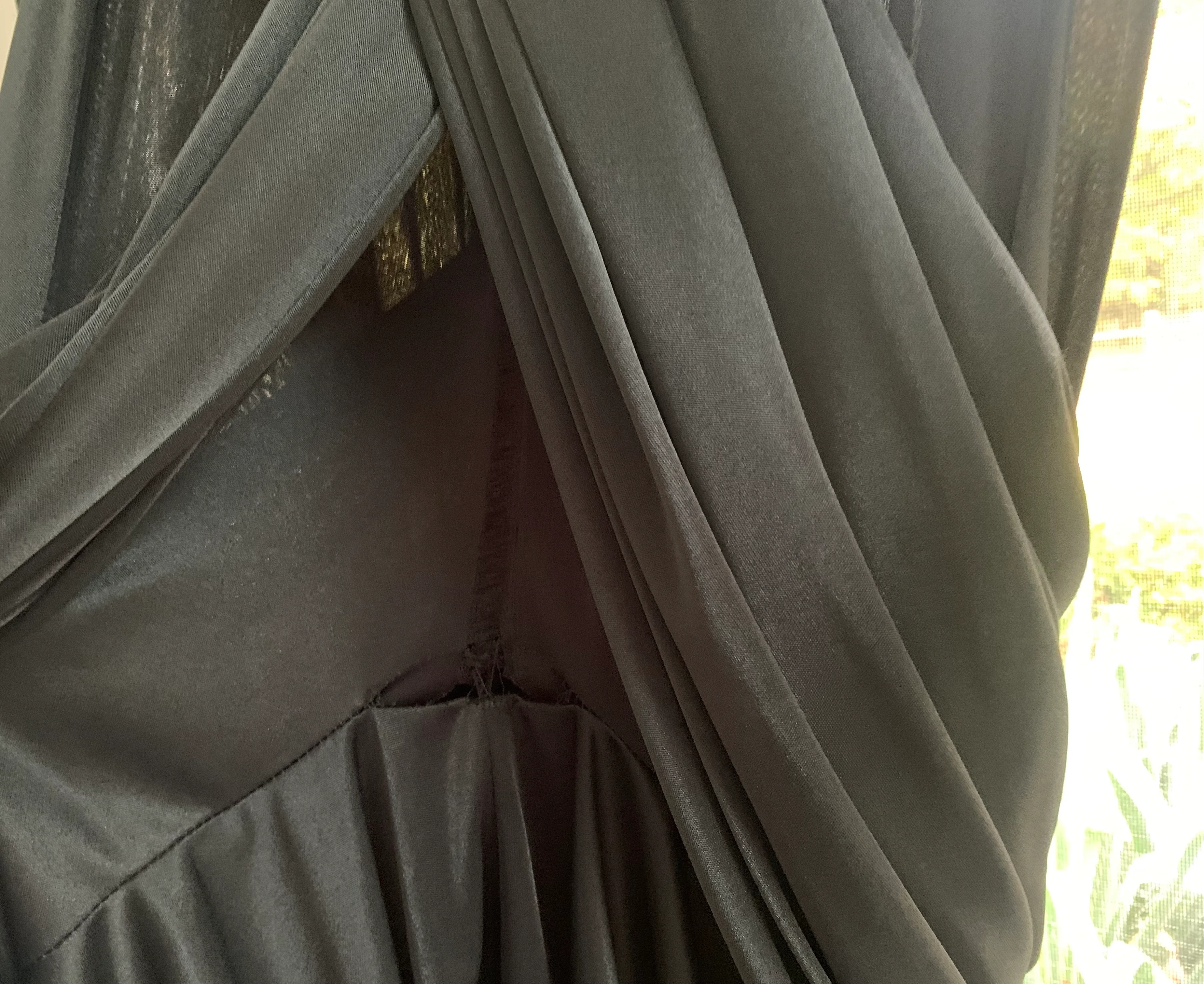 80s Black Draped Knit And Metallic Bodice Dress By Ricardo - Image 11