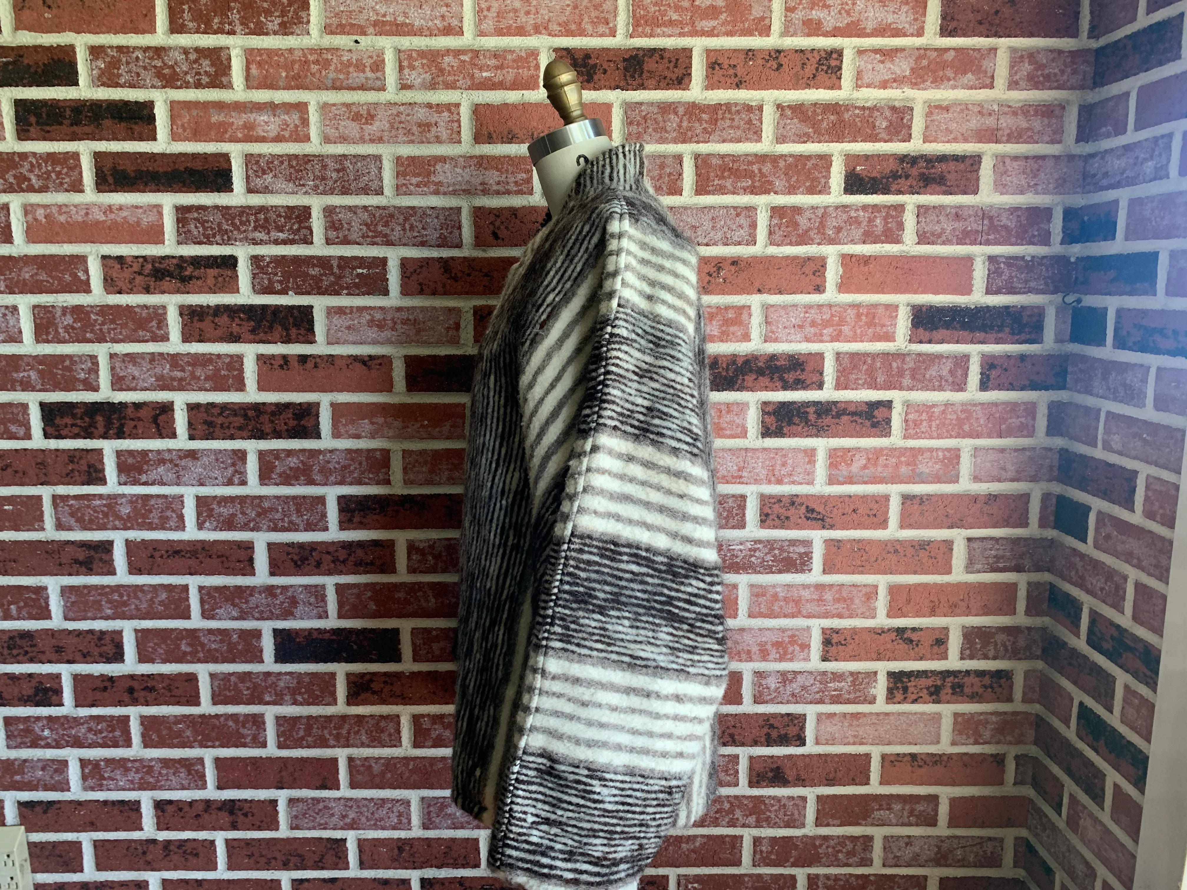 80s Black Gray And Ivory Zebra Stripe Alpaca Jacket - Image 5