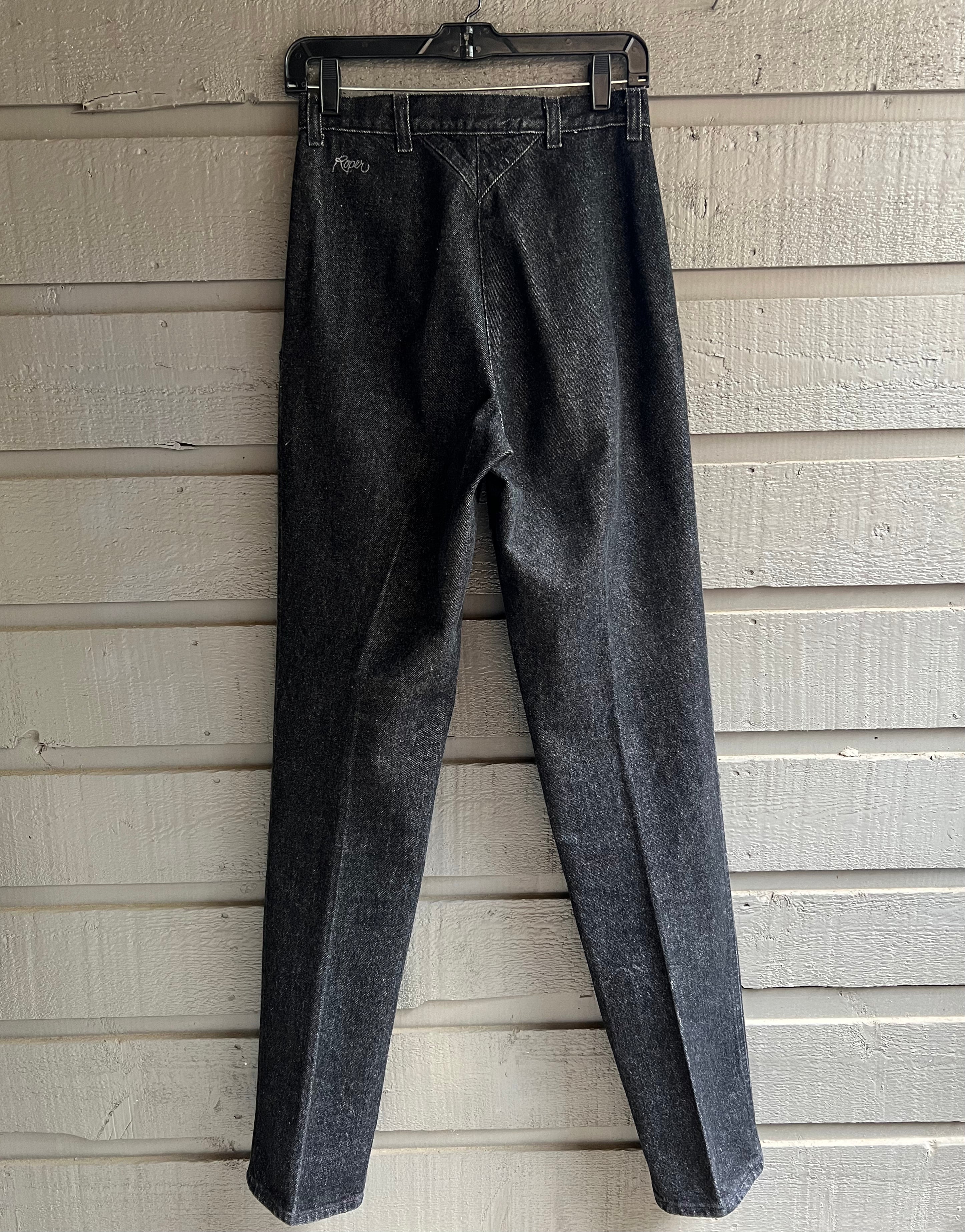 80s Black High Waisted Sawtooth Bareback Mom Jeans By Roper - Image 13