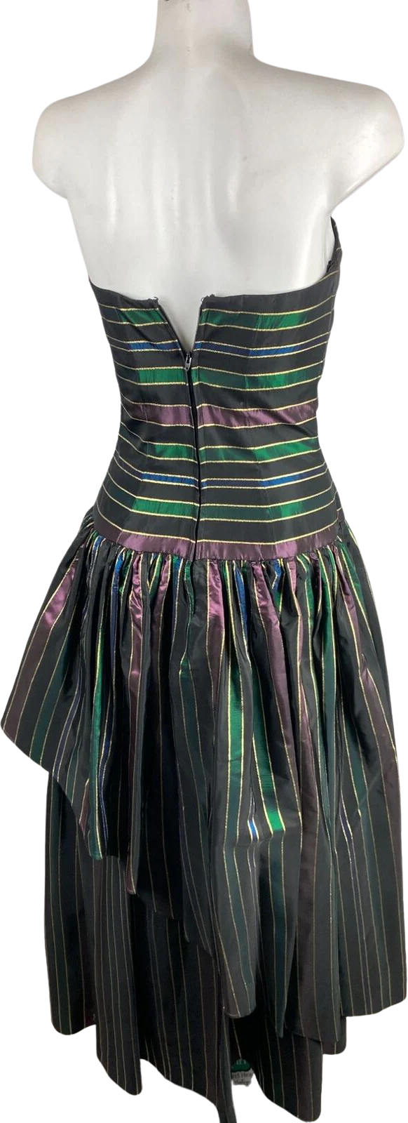 80s Black Jewel Tone Strapless Tiered Ball Gown Dress By After 5 - Image 2