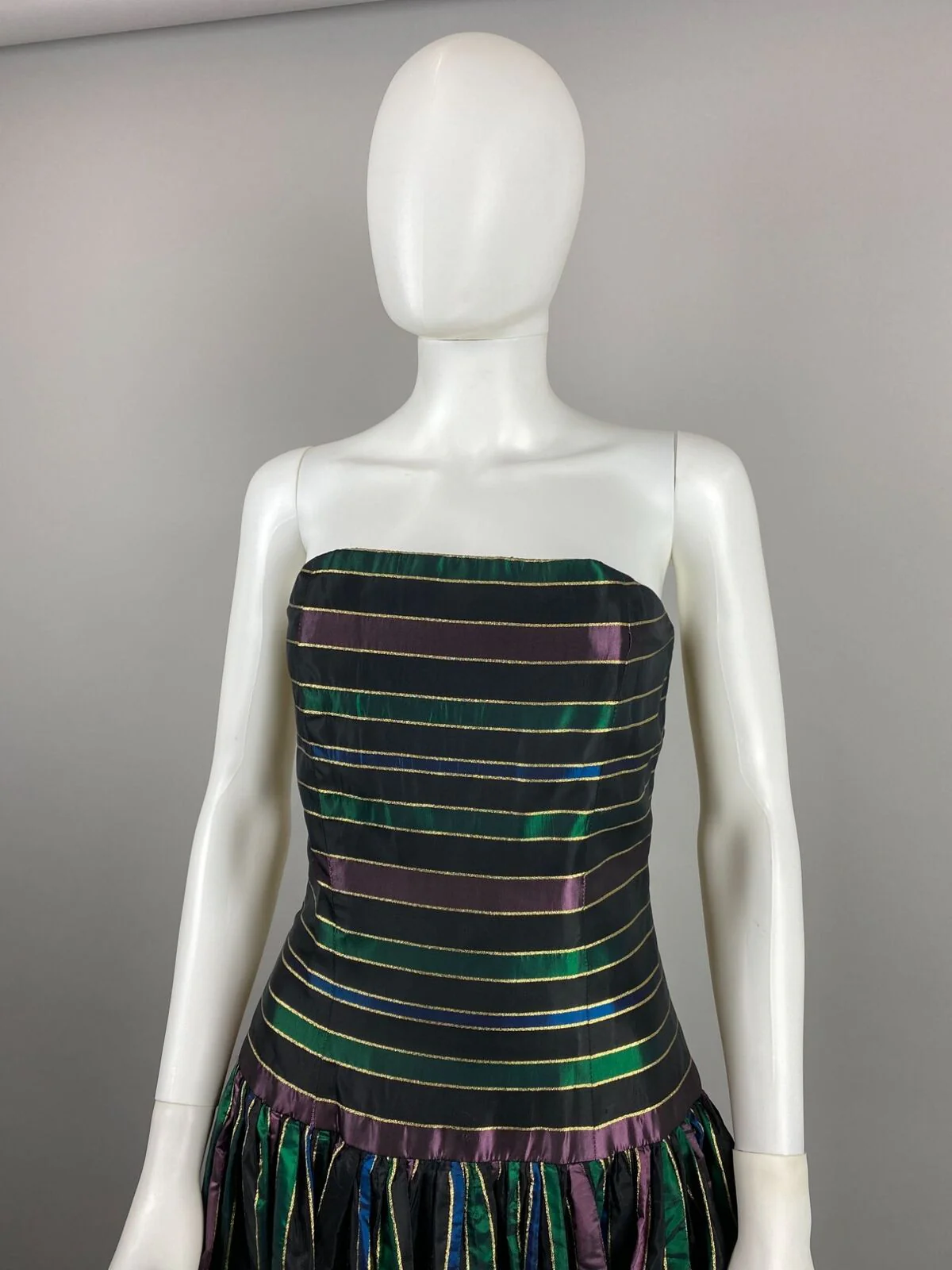 80s Black Jewel Tone Strapless Tiered Ball Gown Dress By After 5 - Image 5