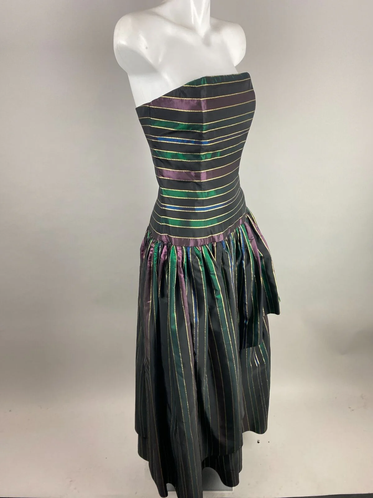 80s Black Jewel Tone Strapless Tiered Ball Gown Dress By After 5 - Image 6