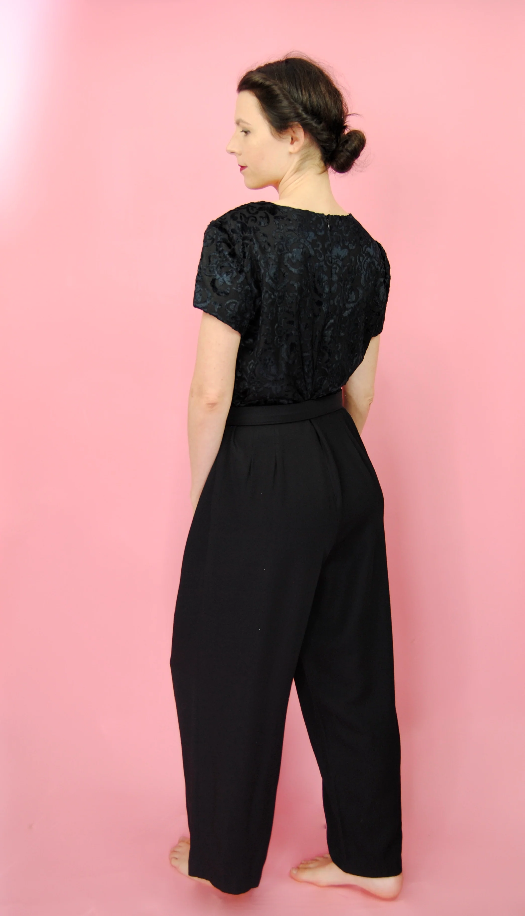 80s Black Jumpsuit With Welvet Detailed Top by Taurus II - Image 8