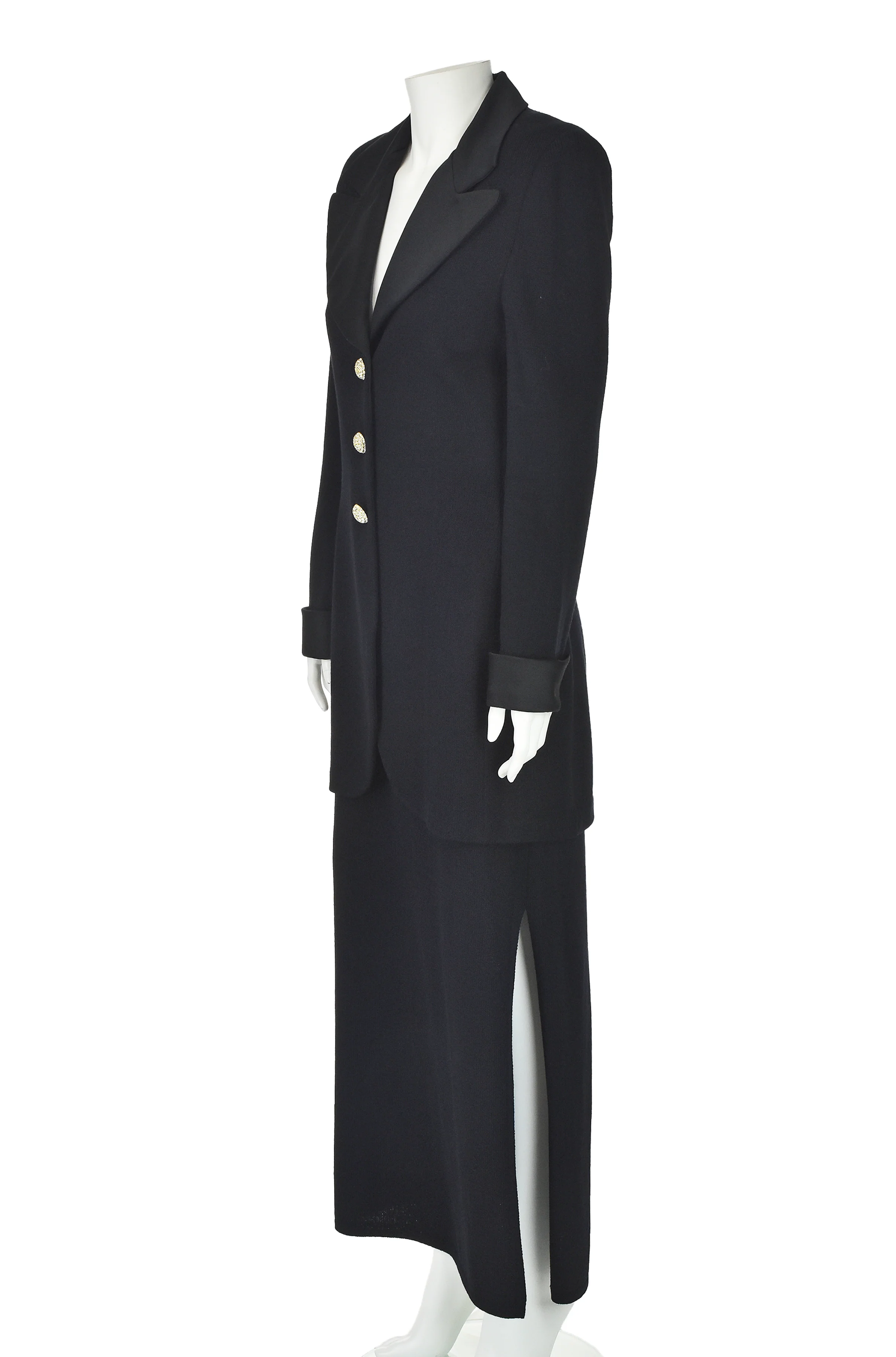 80s Black Knit Evening Jacket And Full-length Skirt by St John - Image 4