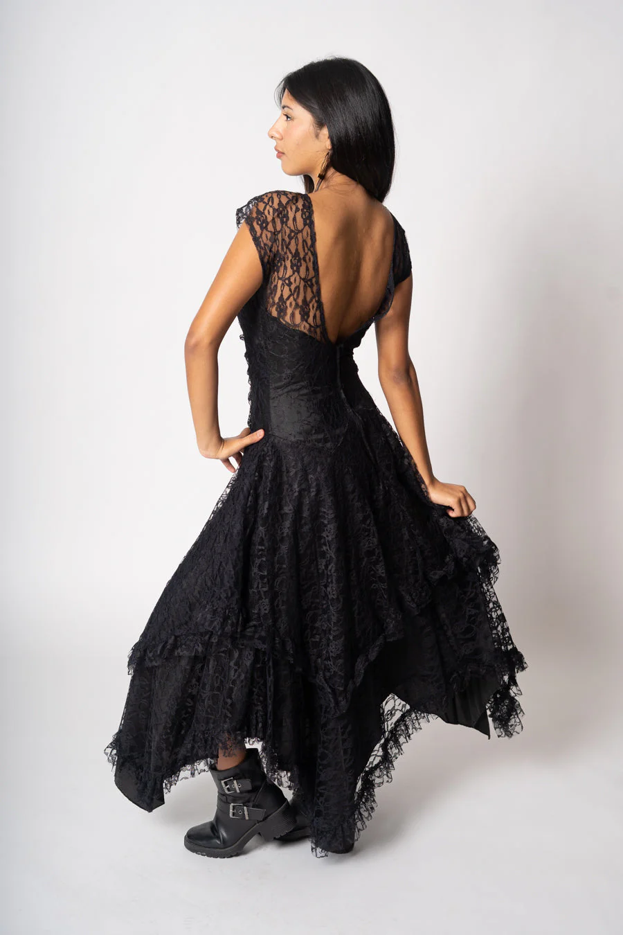 80s Black Lace Party Dress by Nuance - Image 2