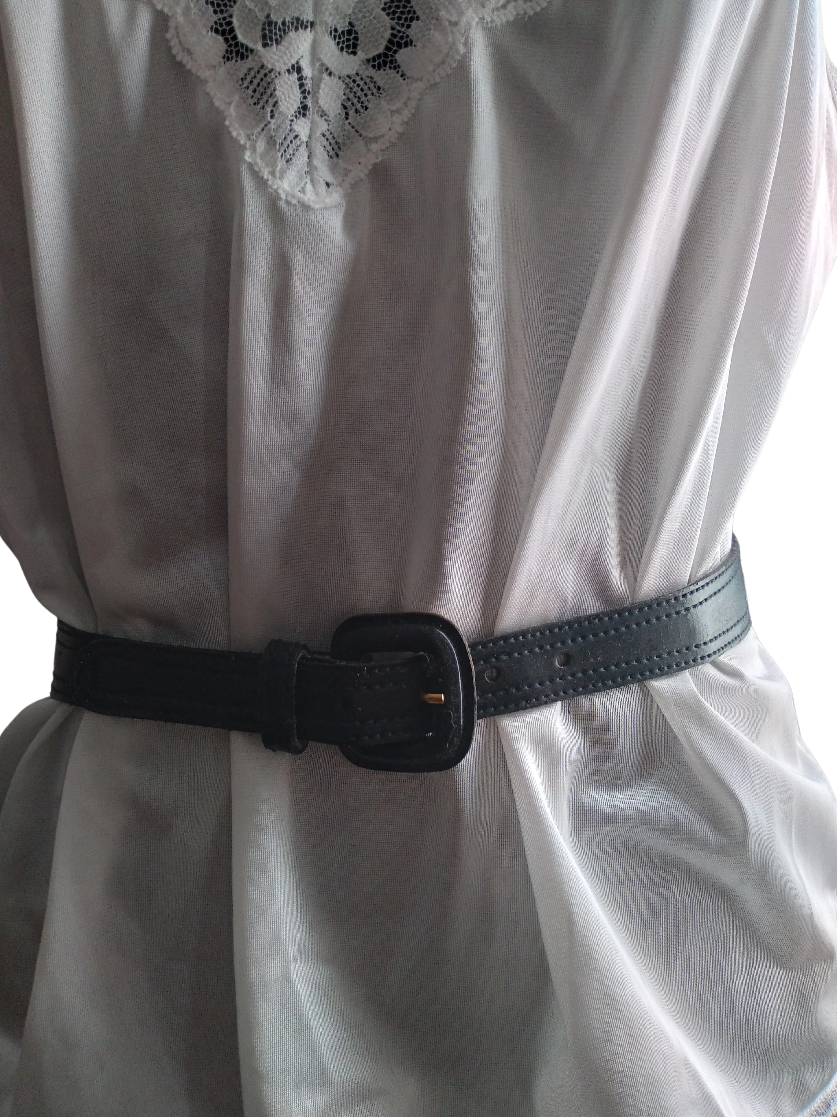 80s Black Leather Belt By Anne Klein - Image 3