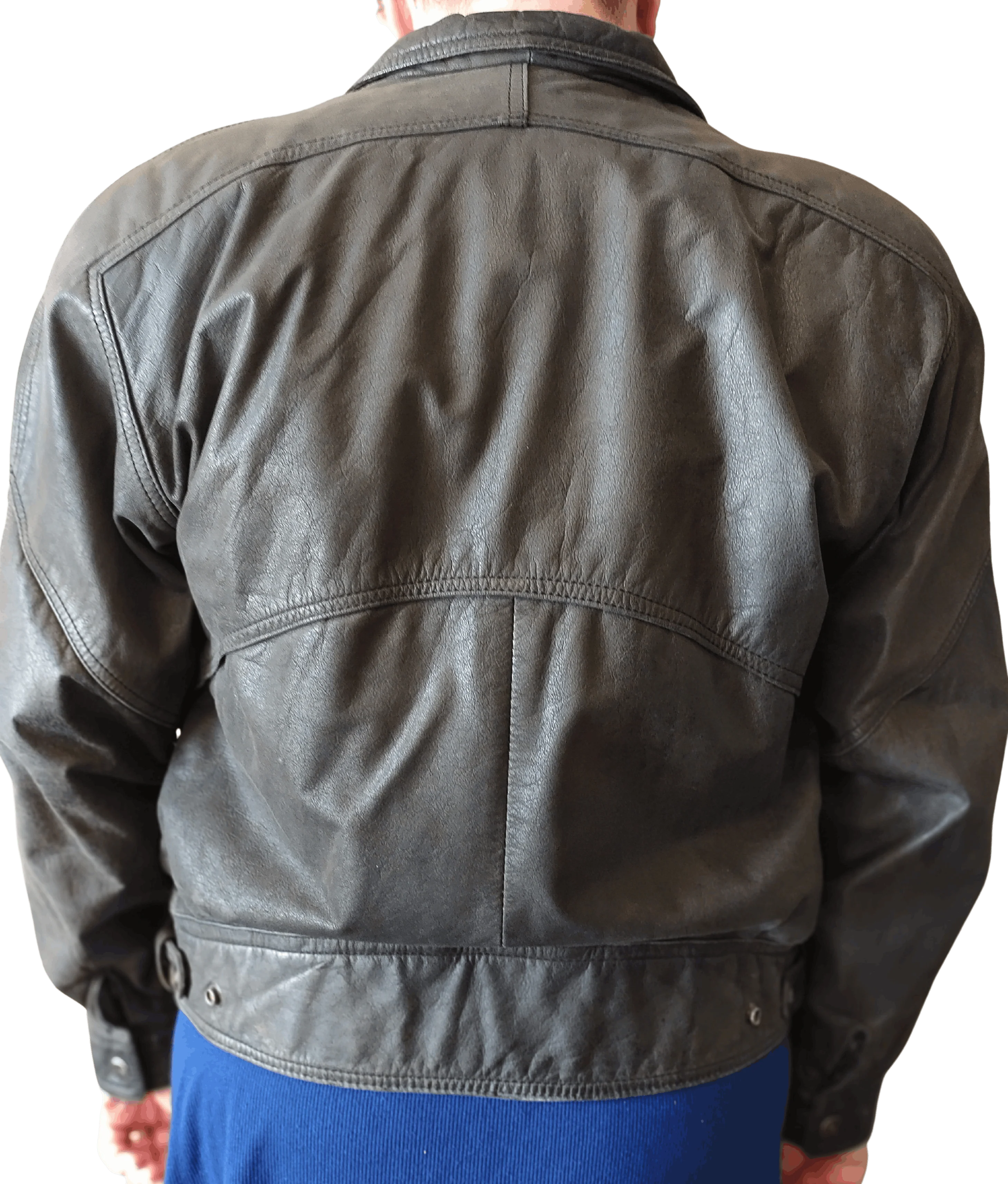 80's Black Leather Bomber Jacket by Mirage - Image 2