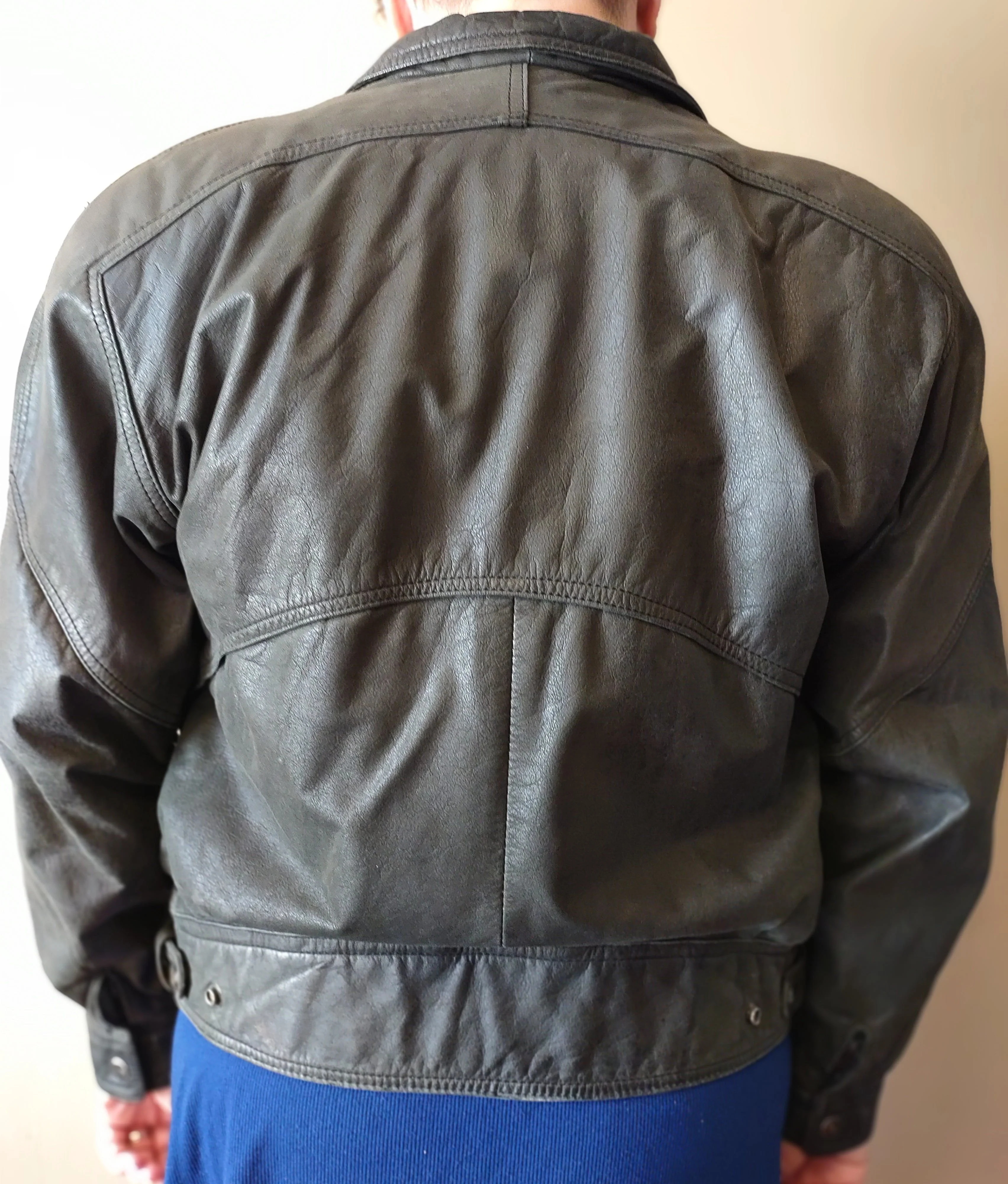 80's Black Leather Bomber Jacket by Mirage - Image 4
