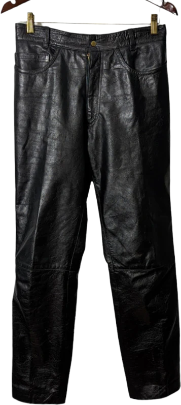 80s Black Leather High Waist Tapered Pants