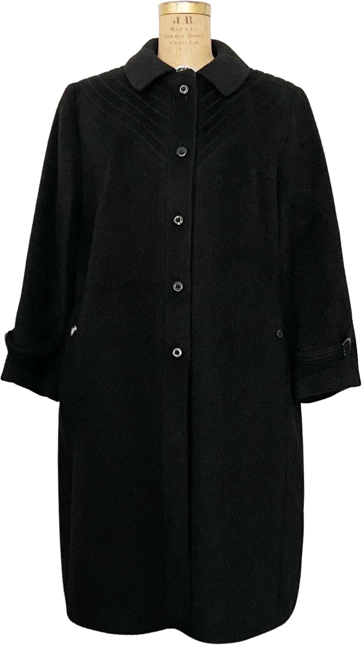 80s Black Llama Alpaca Wool Coat By Llama Alpaka