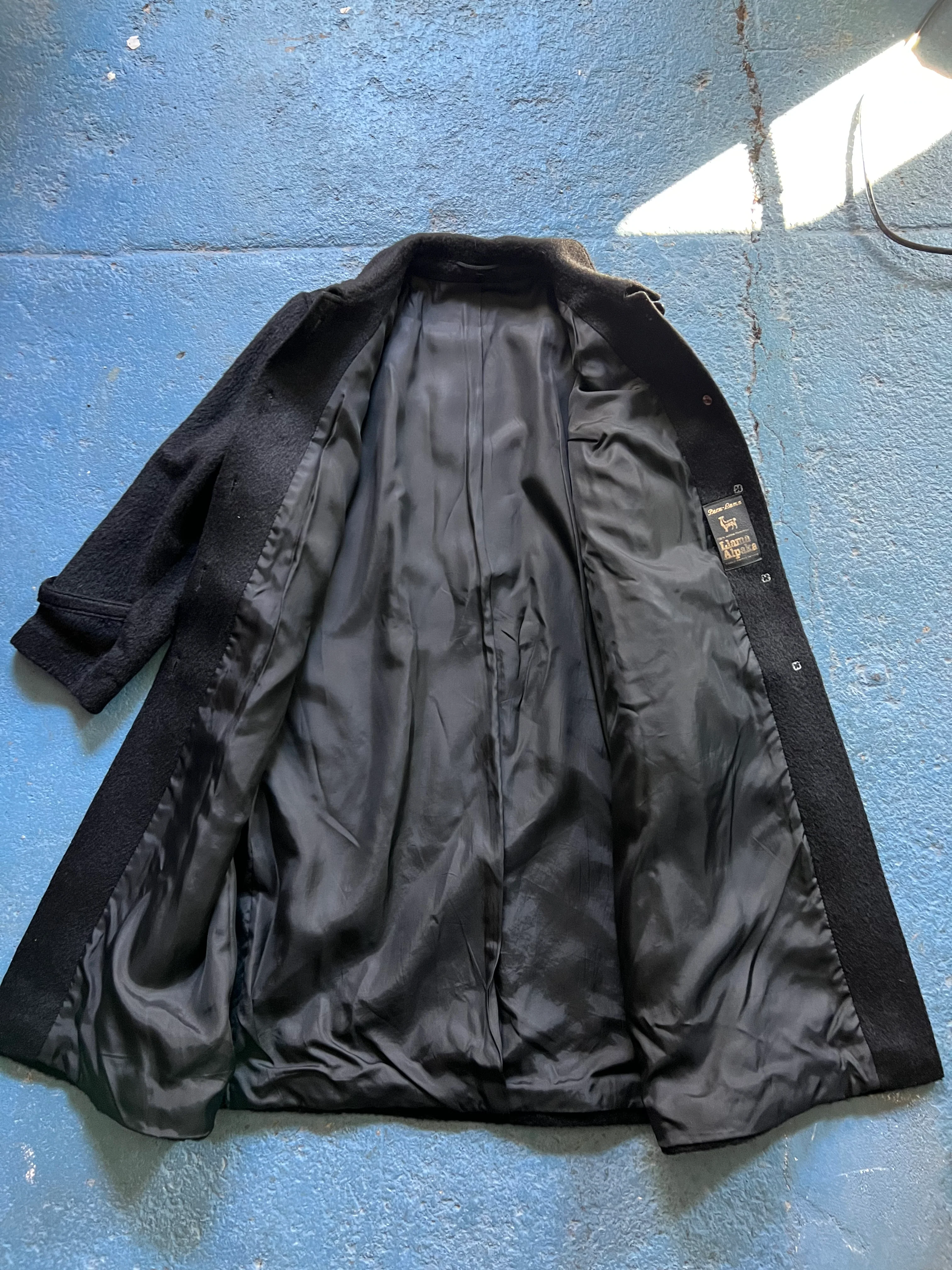 80s Black Llama Alpaca Wool Coat By Llama Alpaka - Image 6