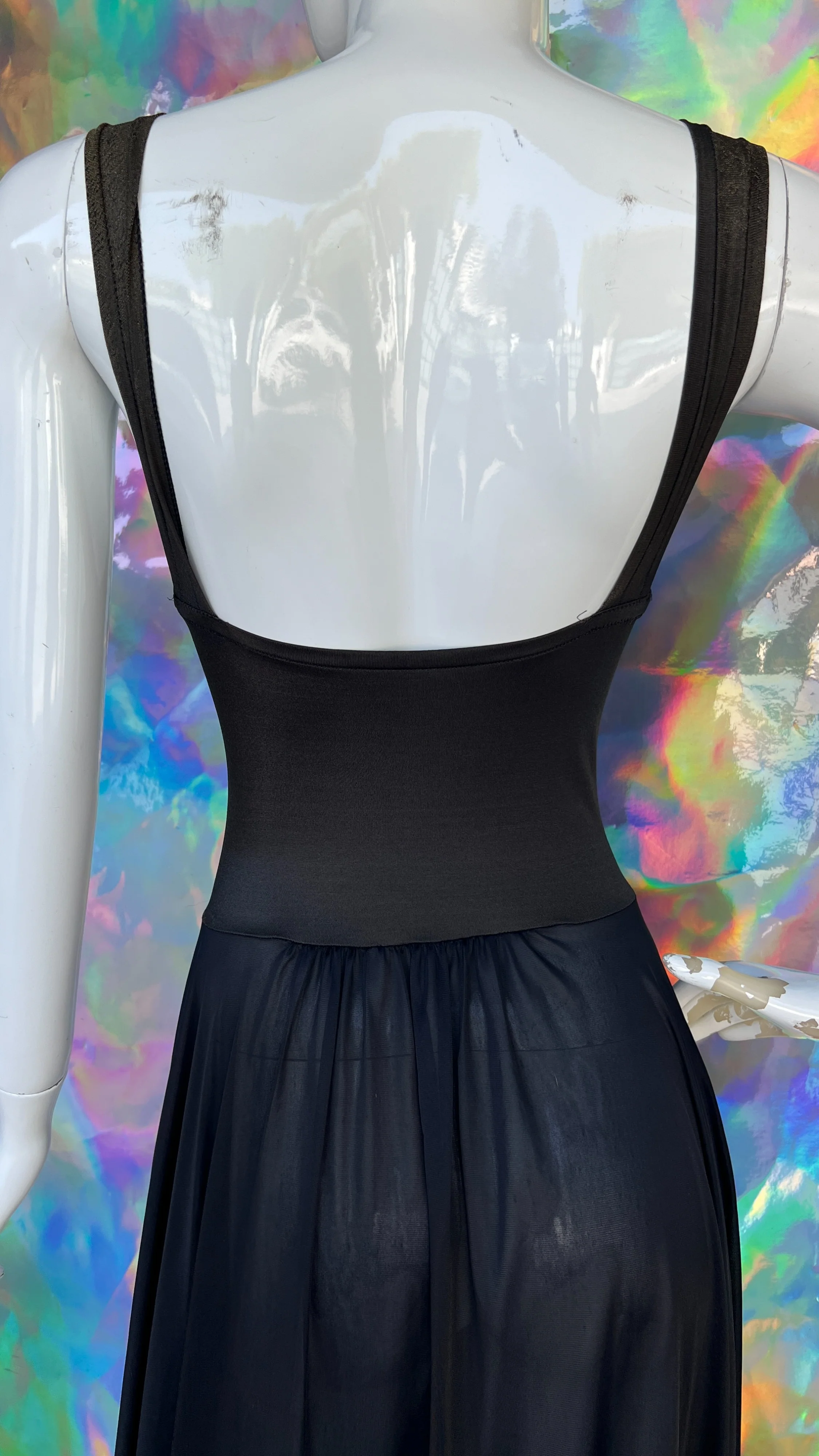 80s Black Maxi Twist Center Slip Dress  by Olga - Image 11