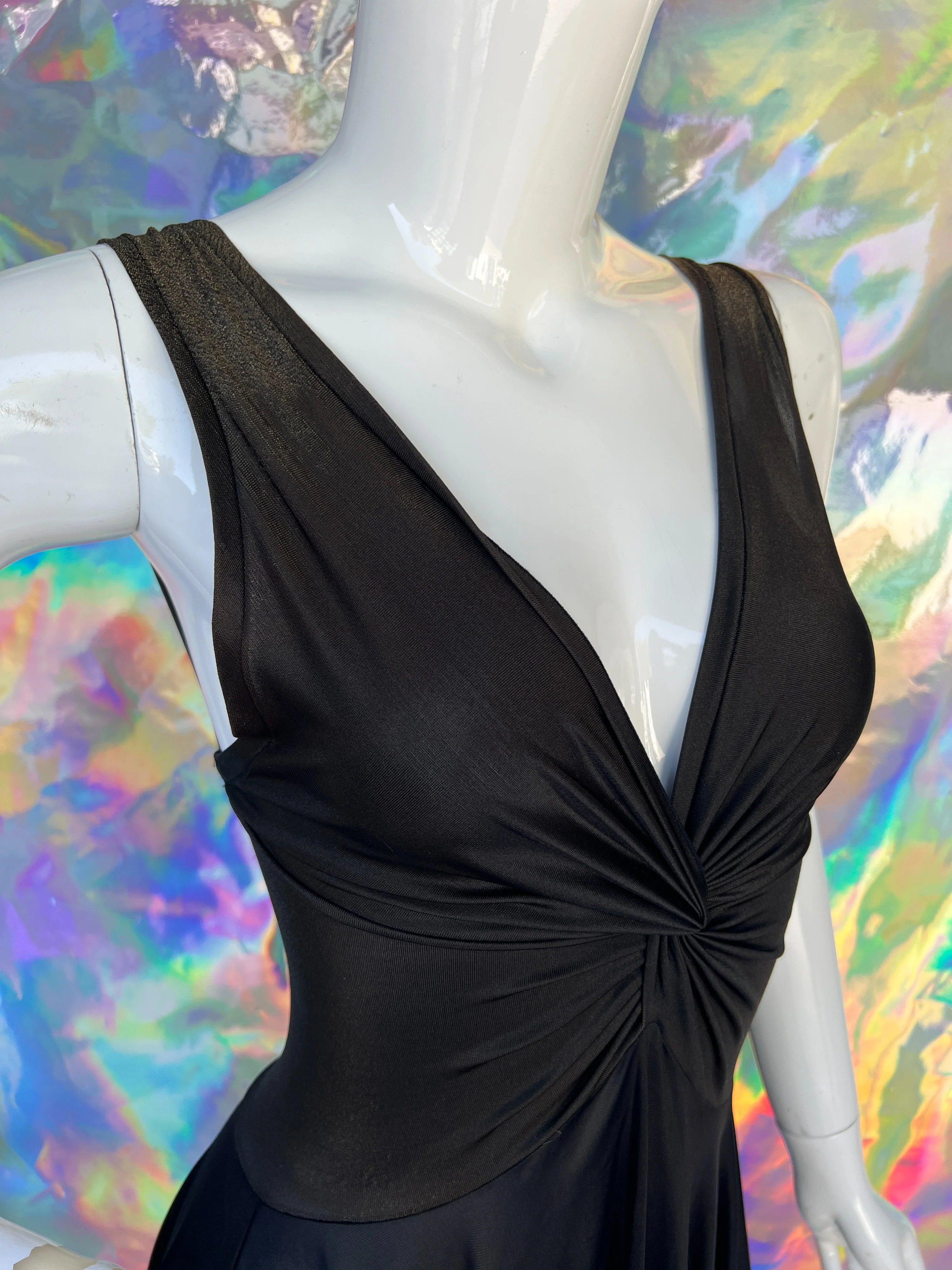 80s Black Maxi Twist Center Slip Dress  by Olga - Image 13